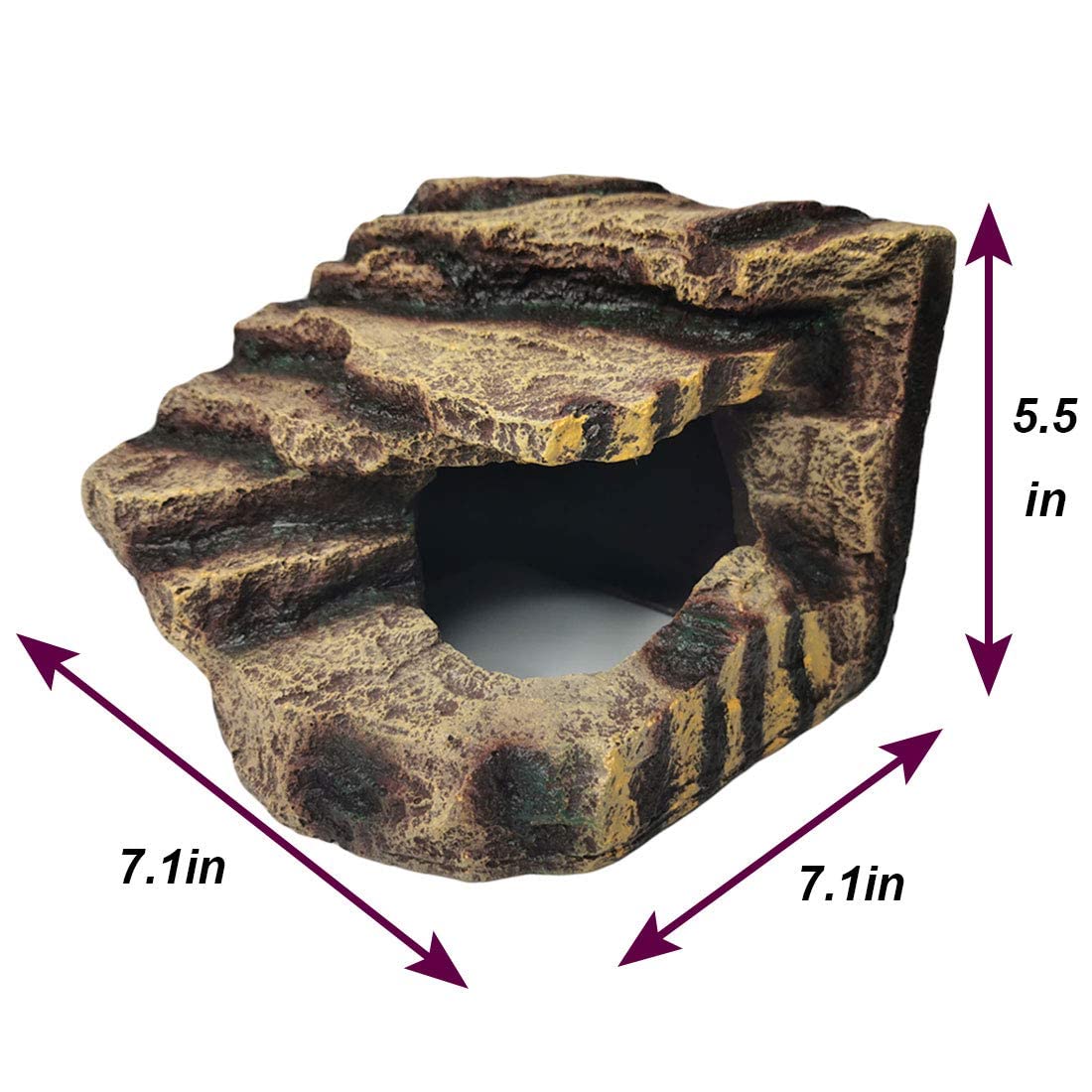 Kathson Turtle Basking Platform Frogs Habitat Hiding Cave Resin Fish Tank Aquarium Ornament Reptile Climbing Ramp Decorations For Amphibians Resting