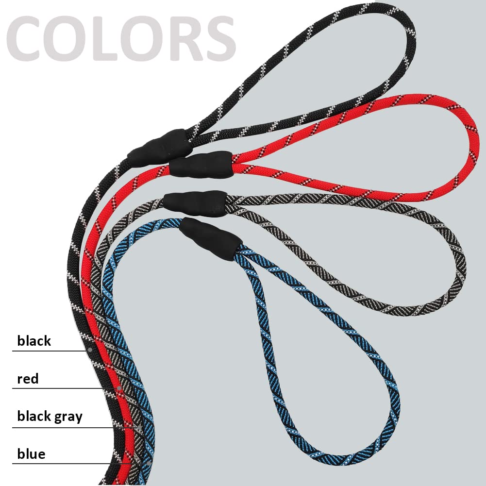 Sepxufore Reflective Long Dog Leash Slip Lead, No-Choking 12 Ft/20 Ft/30 Ft/50 Ft Rope Training Lead For Medium Dogs Small Puppy Pets Behavior Active Playing (12Ft, Blue)