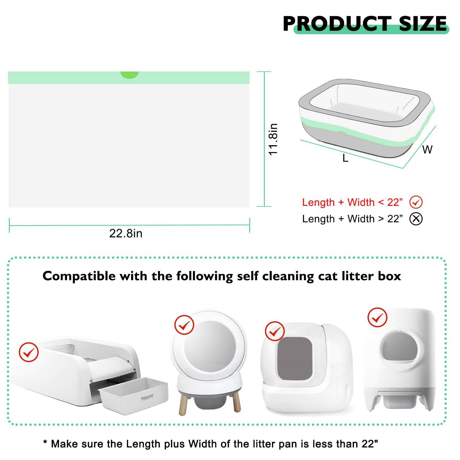 100 Pack Cat Litter Box Liner Bags Compatible With Self-Cleaning Cat Litter Box, Thick Heavy Duty Drawstring Waste Drawer Liners