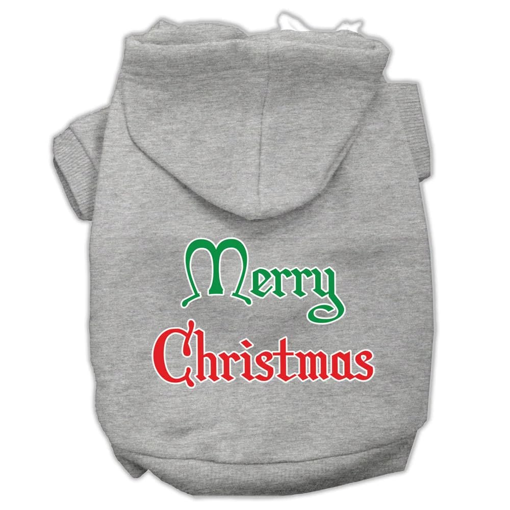 Christmas Pet Dog & Cat Hoodie Screen Printed, Merry Christmas Cream LG (10-14 lbs.)