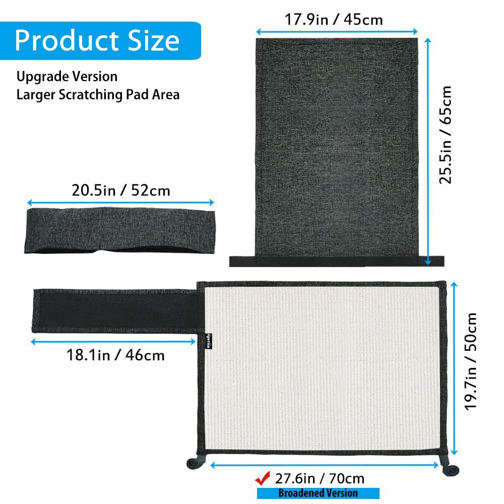 Natuya Cat Scratch Furniture Protector - Large Sisal Cat Scratching Mat For Couch, Arm, Sofa, Corner (Dark Gray, Right)