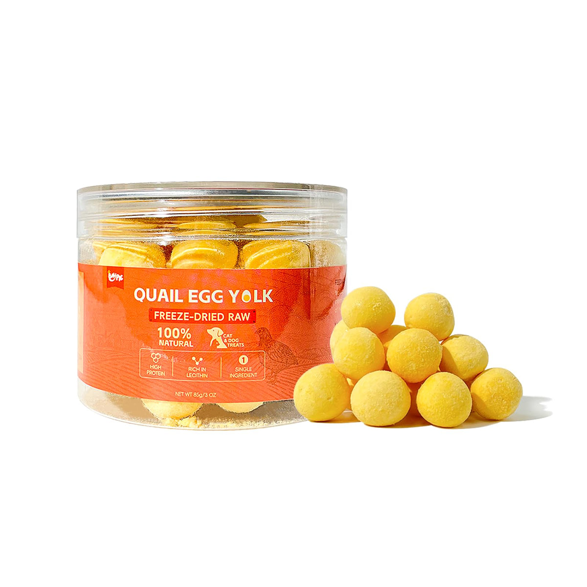 Baypie Freeze Dried Quail Egg Yolk Dog Cat Treats 3 Oz - Single Ingredient, Grain Free, Gluten Free & Rawhide Free,Healthy Tasty