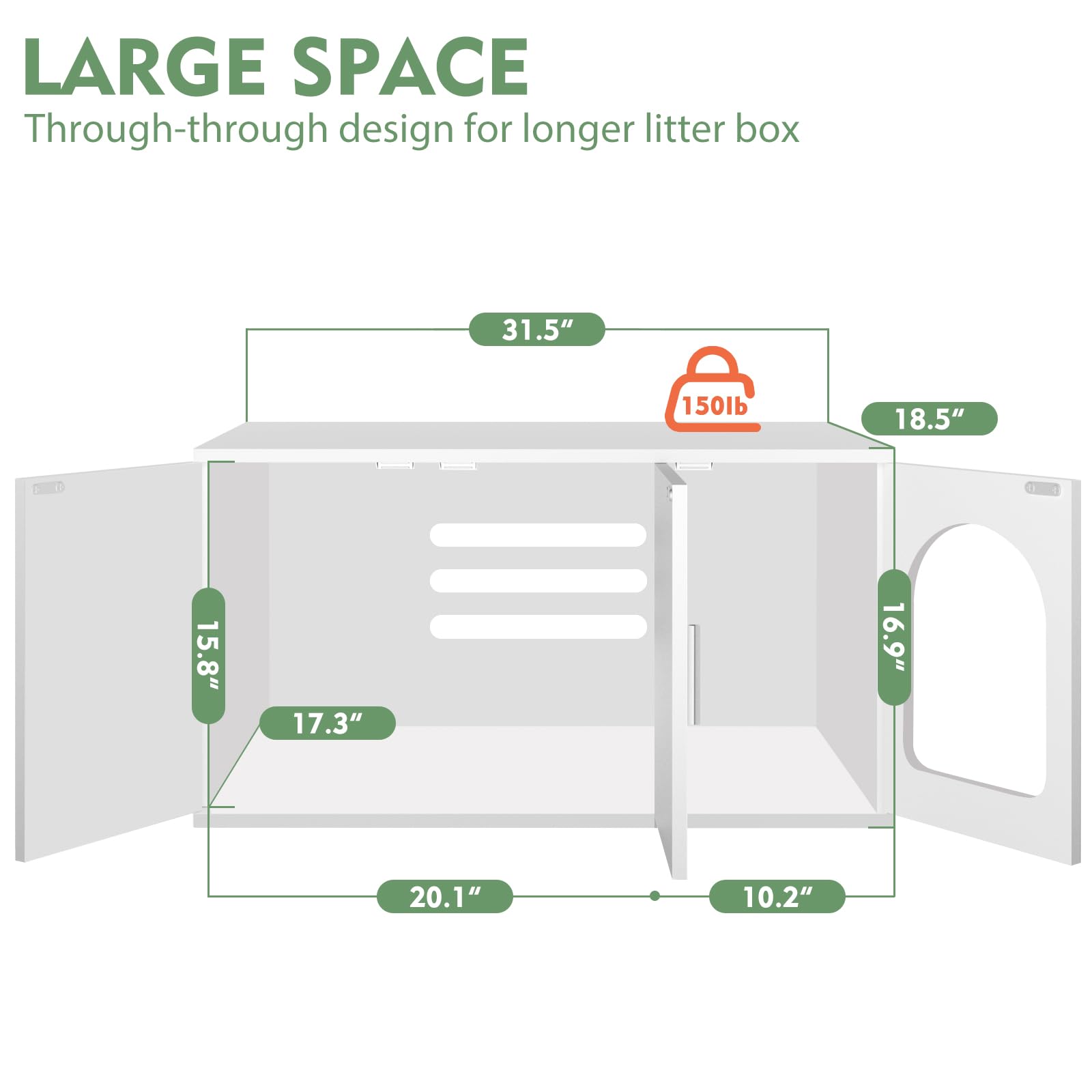 Amunrbrek Modern Cat Litter Box Enclosure Furniture As End Side Table, Stackable Litter Box Furniture With Front Entry Cat Door