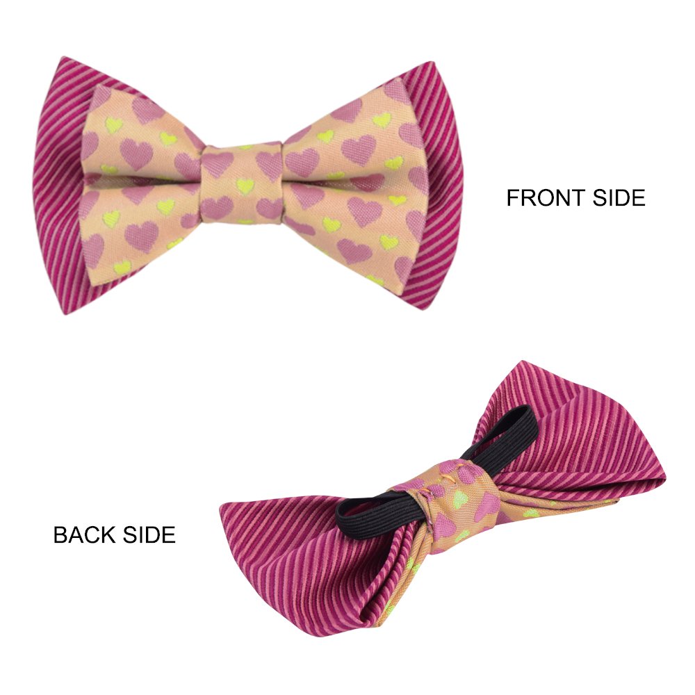 Blueberry Pet 4 Patterns Heart And Stripe Handmade Detachable Bow Tie Adjustable Dog Collar In Fresh Cream, Small, Neck 12'-16'