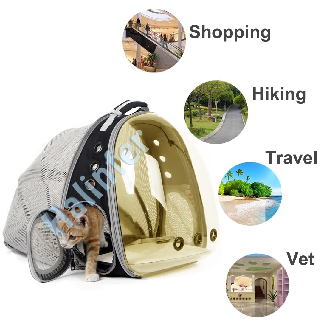 Expandable Cat Backpack Carrier, Fit Up To 12 Lbs, Space Capsule Astronaut Polarized Tinted Bubble Window Pet Backpack For Cat A