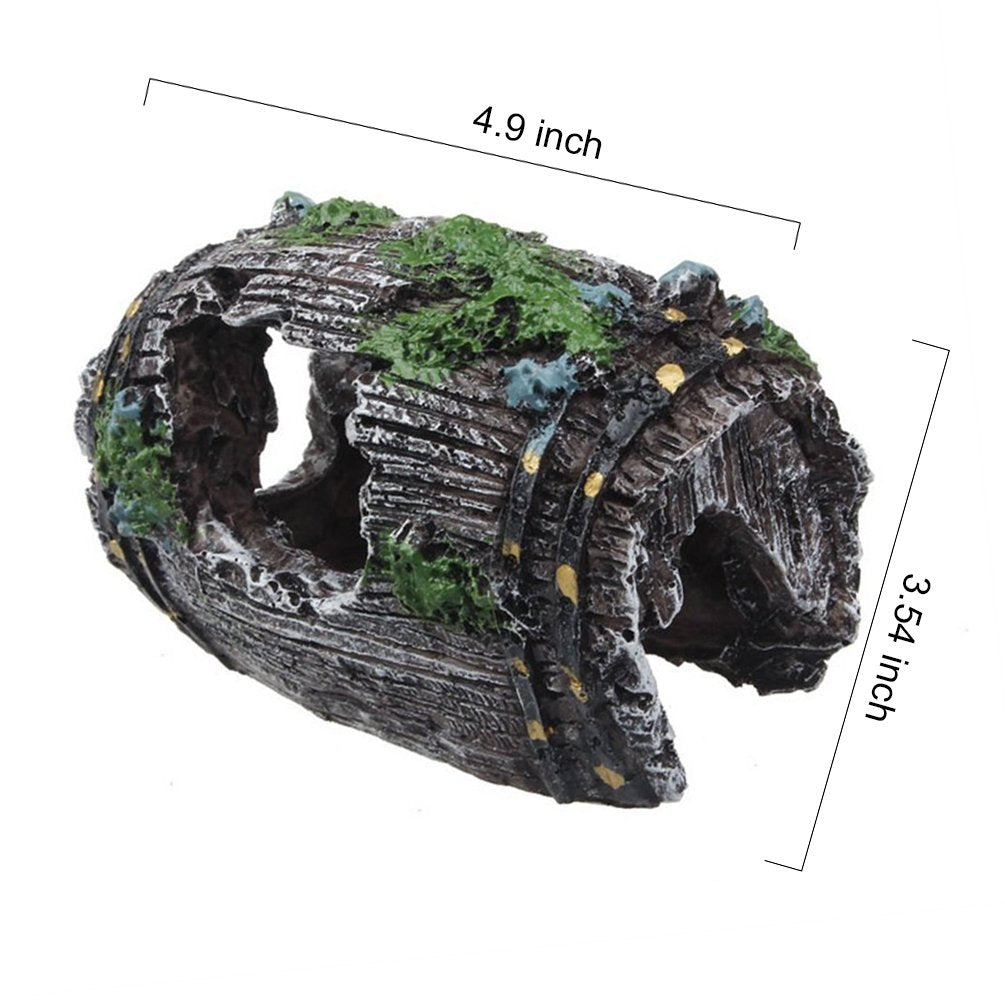 Superdream Fish Tank Aquarium Cave Resin Broken Barrel Ornament Landscape Decor