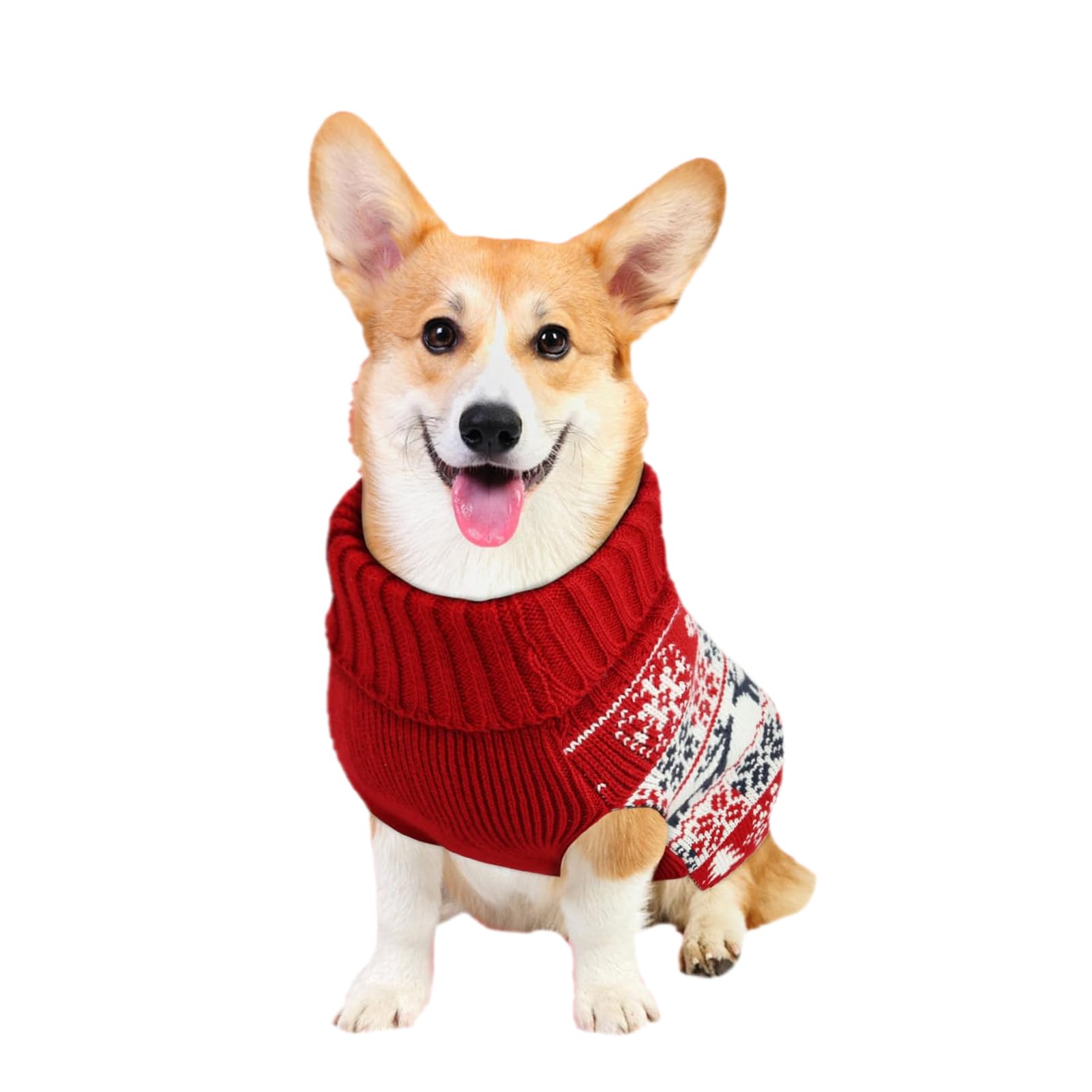 Christmas Dog Sweaters For Small Large Dogs Girl, Soft Warm Pup Dogs Shirt, Turtleneck Dog Sweaters For Medium Large Dogs, Double Knitting Collar For Outdoors Playing, Warm Dog Cat Clothes Deer S