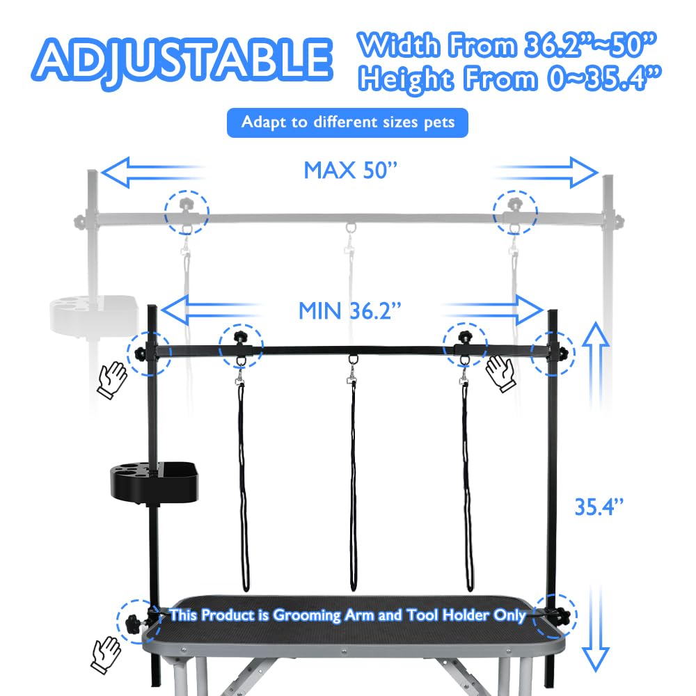 Leibou H-Shape Pet Grooming Table Arm With Tool Holder Noose And Clamp For Dogs And Cats Heavy Duty Aluminum Alloy Frame With 35