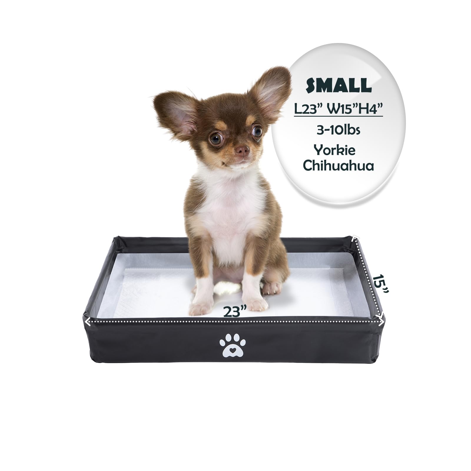 Meexpaws Dog Pee Pad Holder Foldable, Puppy Pad Holder Liner Base High Side, Dog Litter Box Indoor 23 X15 In, Training Leak-Proo