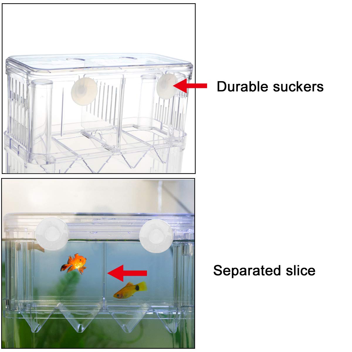 Senzeal Aquarium Fish Breeder Box Plastic Fish Isolation Breeding Box Hatching Incubator For Baby Fish Shrimp Clownfish Guppy