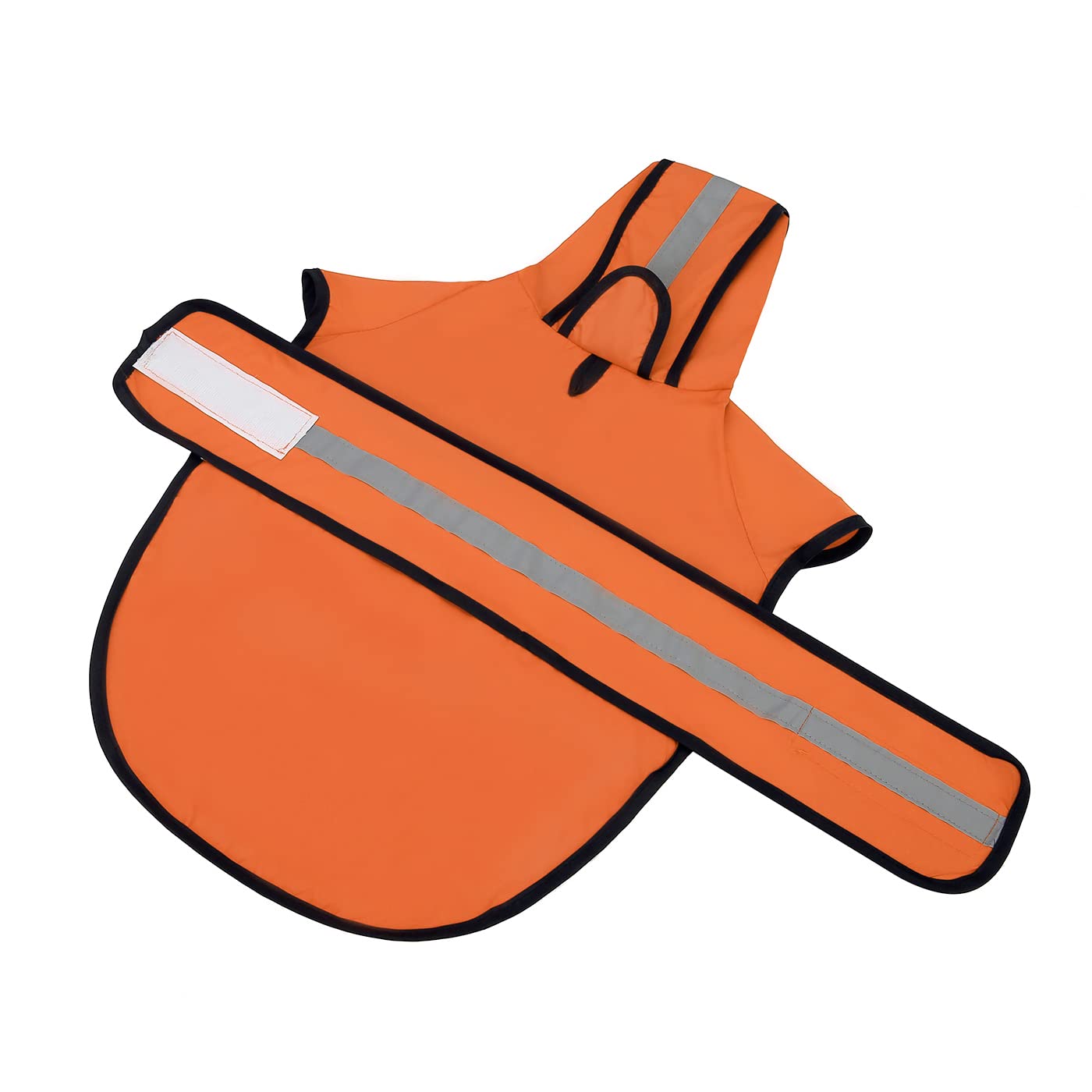 Hde Dog Raincoat Hooded Slicker Poncho For Small To X-Large Dogs And Puppies Safety Orange - L