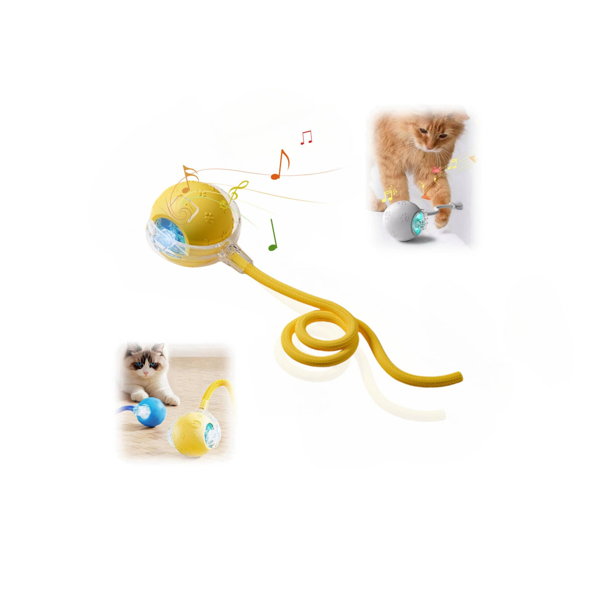 Zonciho 2025 New Interactive Cat Toys Balls, Chirping & Motion Activate Cat Toys(B Yeloow)