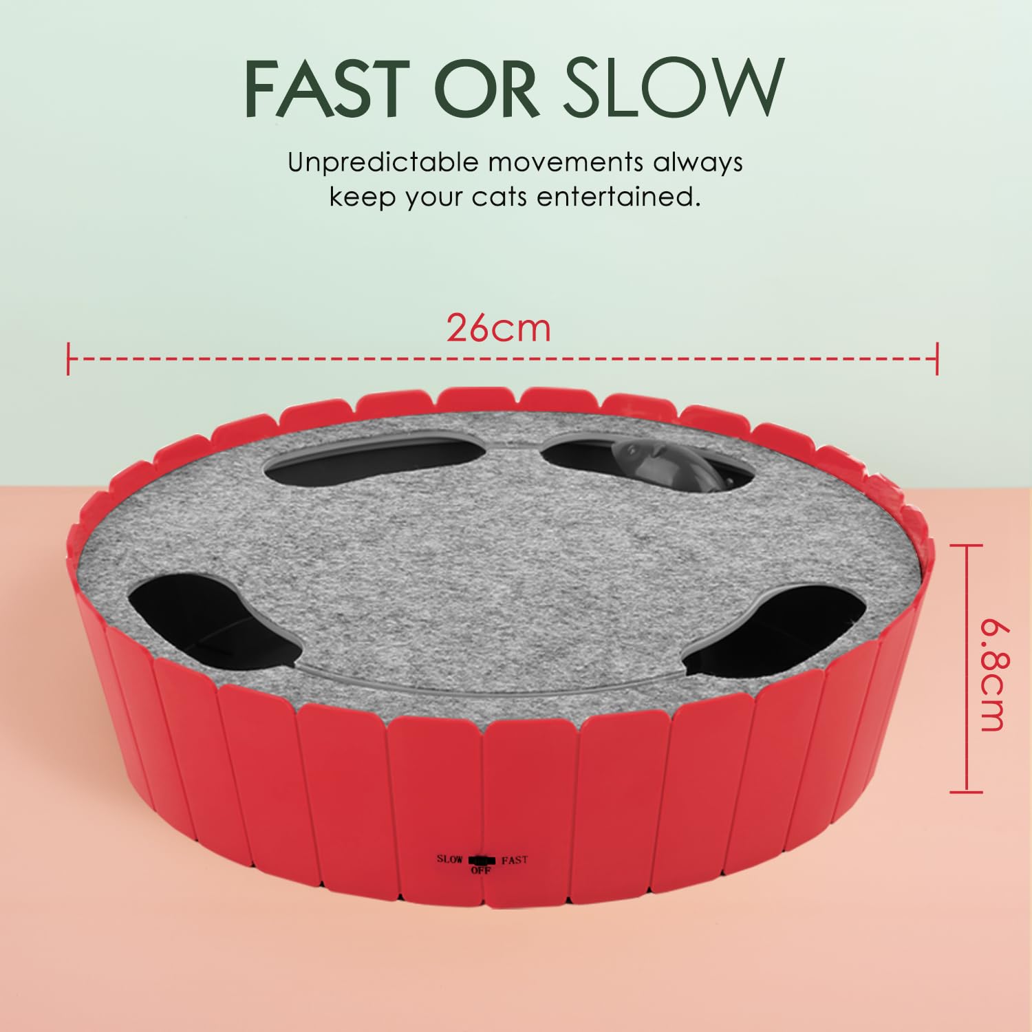 Pawaboo Interactive Cat Toy with Running Mouse, Electronic Motion Cat Toy Automatic Teaser for Indoor Cats, Pop and Play Hide Se