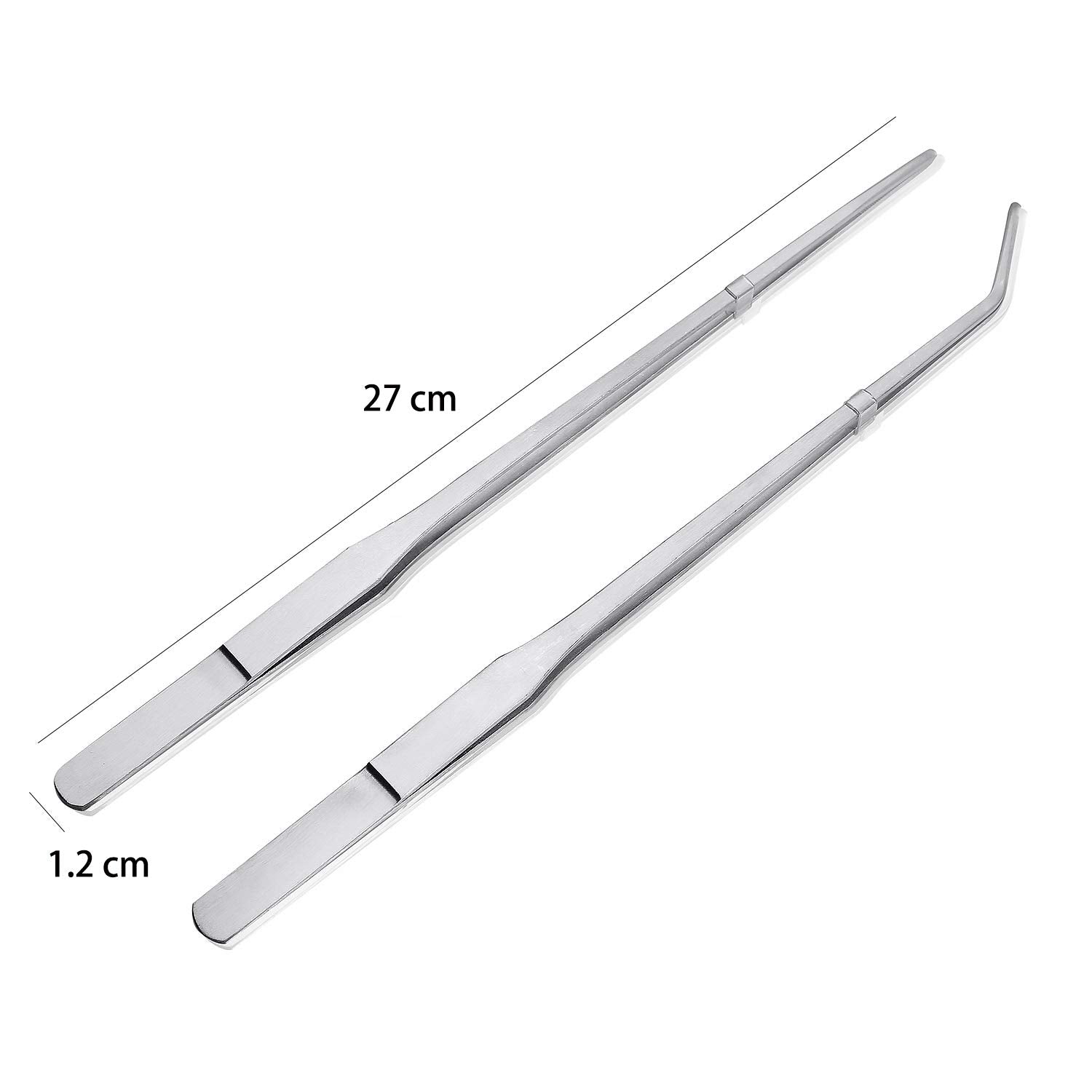 Juland Long Feeding Tongs Aquarium Tweezers Stainless Steel Straight Aqua Scaping Curved Tweezers for Fish Tank Aquatic Plants -