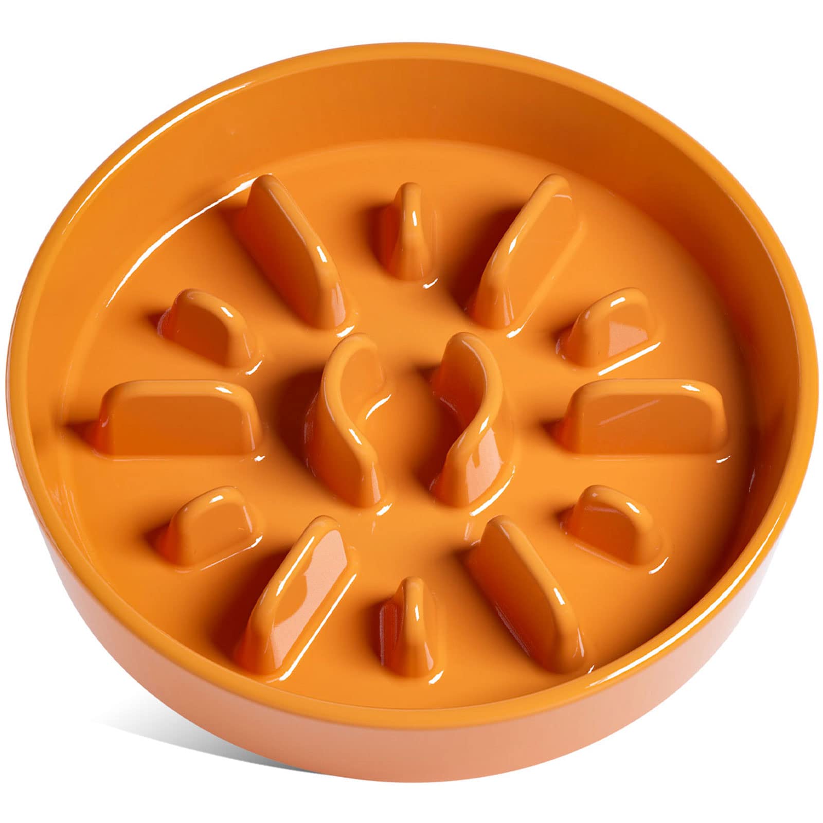 LE TAUCI Dog Bowls Slow Feeder Ceramic, 3 Cup Slow Bowl, 9.5 Inch Puzzle Feeders, Sun Orange