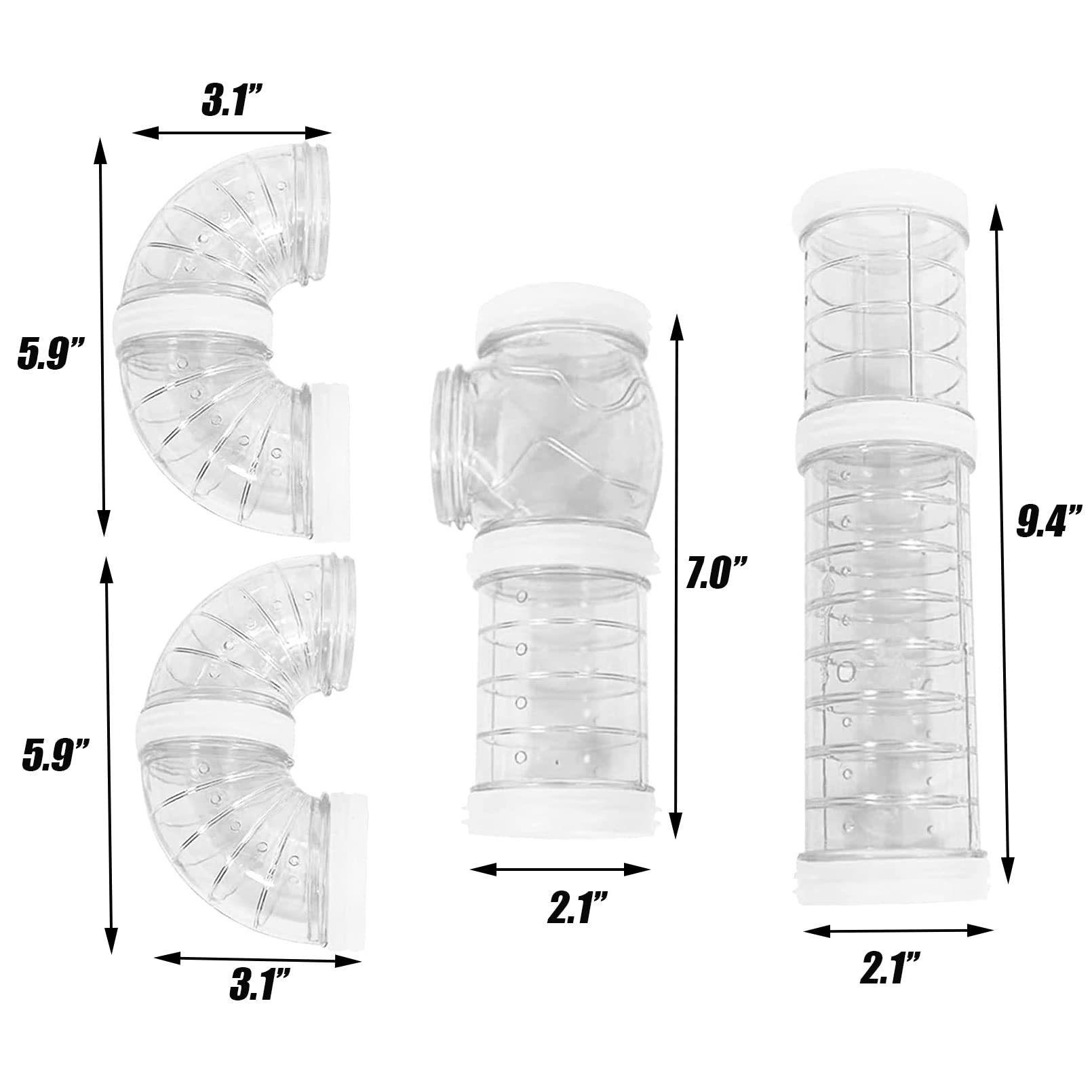 Tfwadmx Hamster Tube Toy Diy Assorted Small Guinea Pig Cage Toys Pipe Tunnel Pipes Excercise For Rat Mouse Dwarf Hamster And Other Small Animals-White