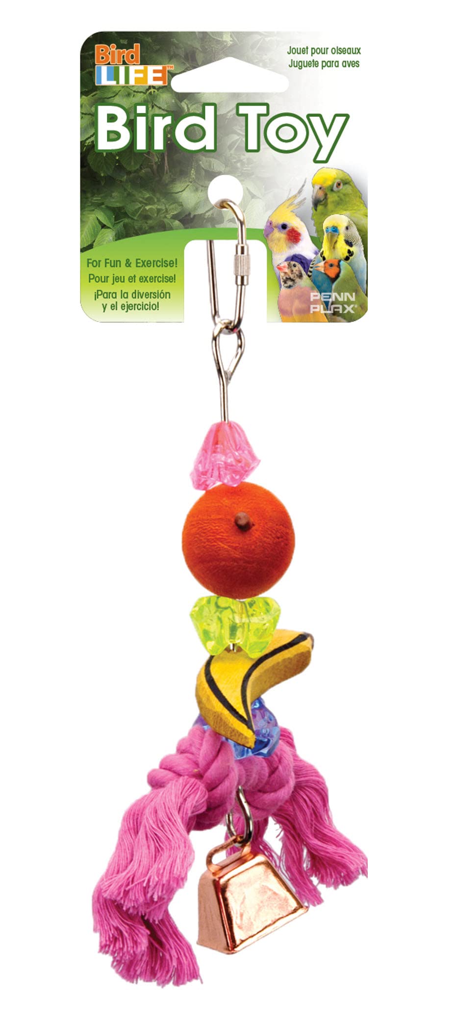 Penn-Plax Bird-Life Fruit Kabob Bird Toy With Bell – Various Textures, Materials, And Colors – Great For Parakeets And Other Small Sized Birds – Small