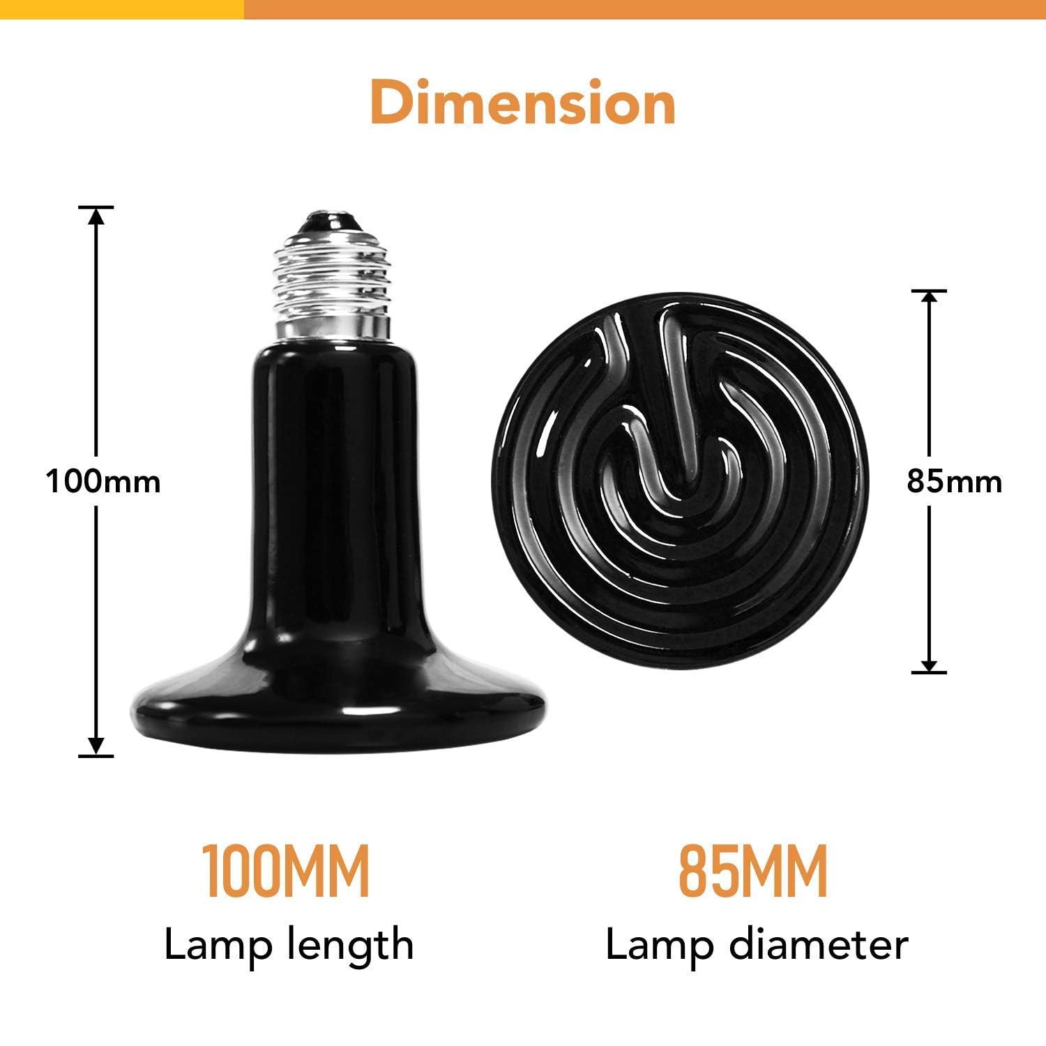 Simple Deluxe Ceramic Heat Emitter 150W Reptile Heat Lamp Bulb No Light Emitting Brooder Coop Heater for Amphibian Pet Snake Tur