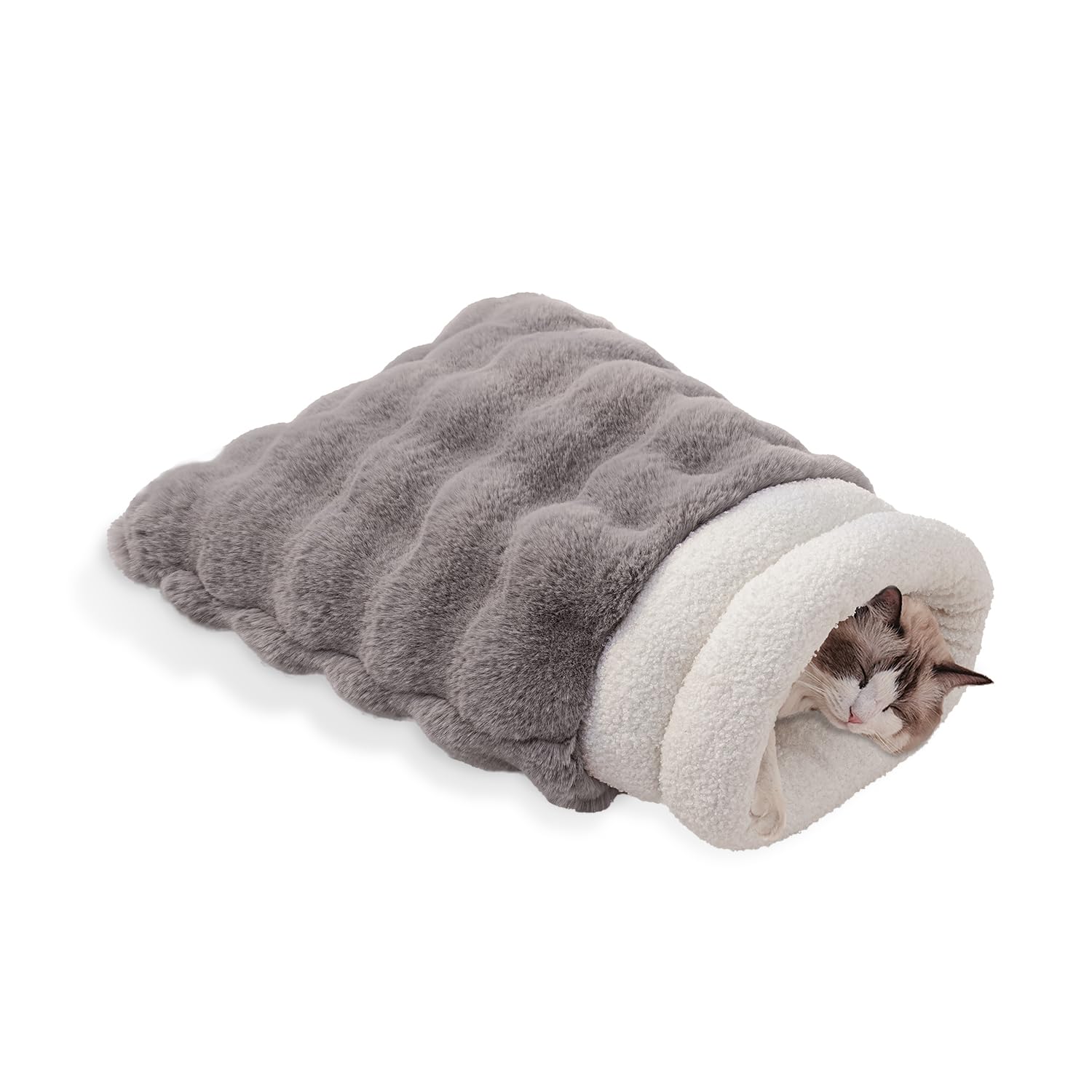 Somahe Cat Sleeping Bag 4 In 1 Function Snuggle Bag Blanket Mat Cozy Soft Warm & Washable (Small Cats) Cave Grey 21    17 Inch