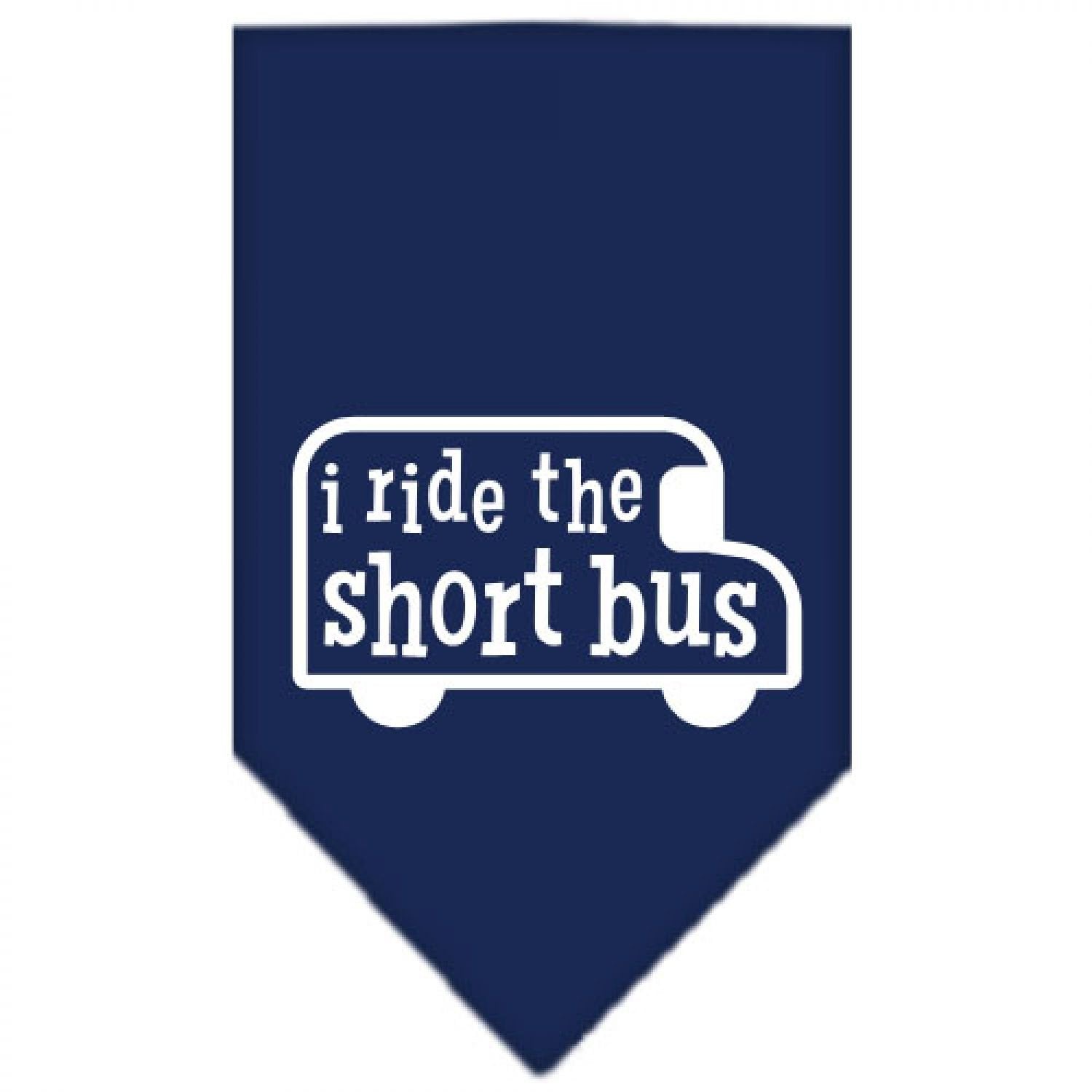 Mirage Pet Products I Ride The Short Bus Screen Print Bandana, Small, Navy Blue