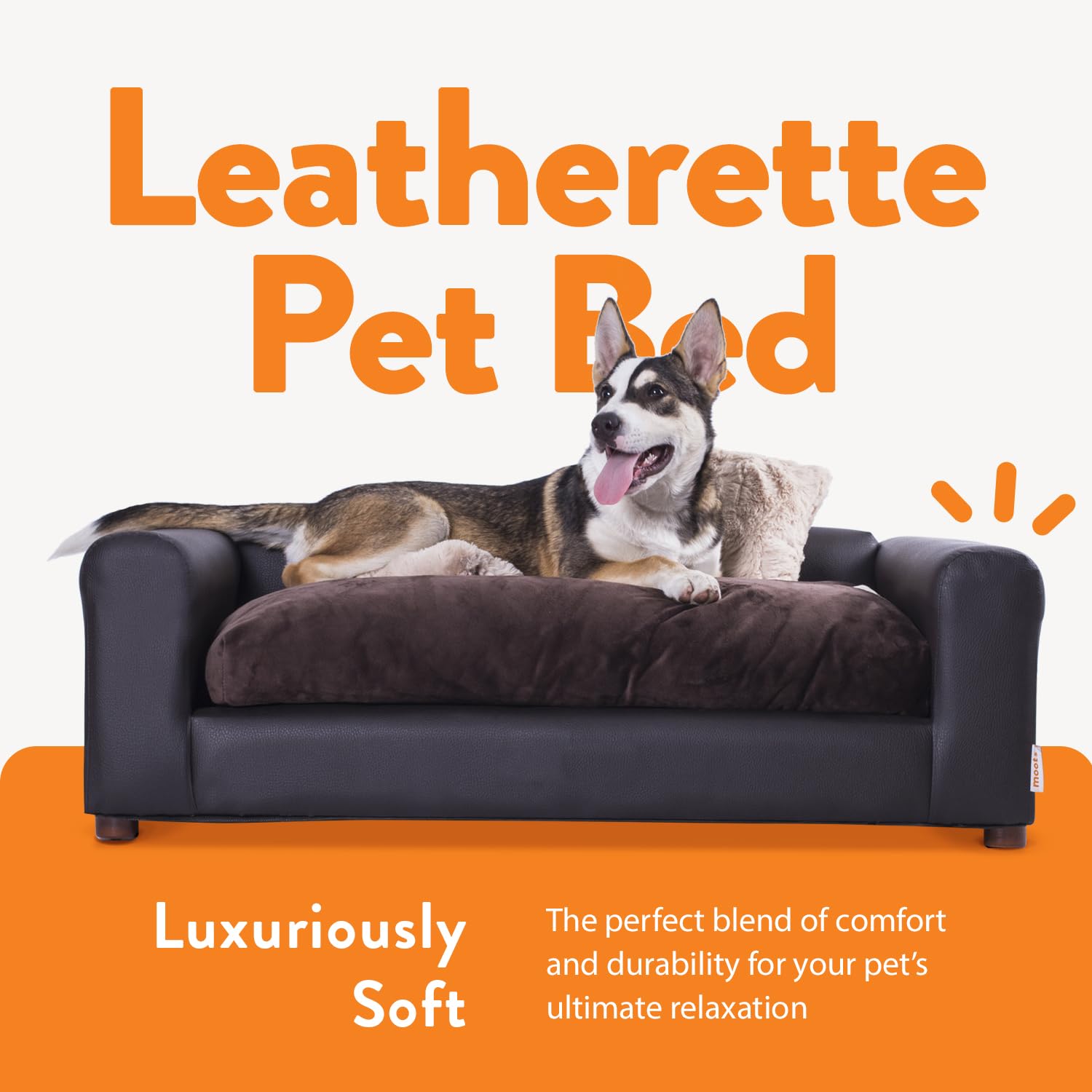 Moots Premium Leatherette Pets Sofa, Espresso, Medium/Large
