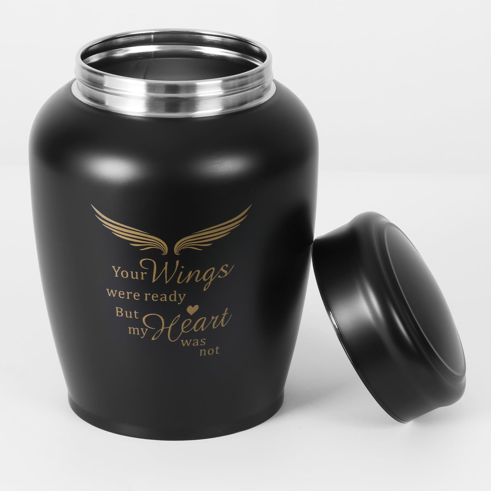 Lines Arte Urns For Ashes Adult Male Female,Large Black Angel Cremation Urn Human Ashes For Women Men,Holds Up To 180 Lbs