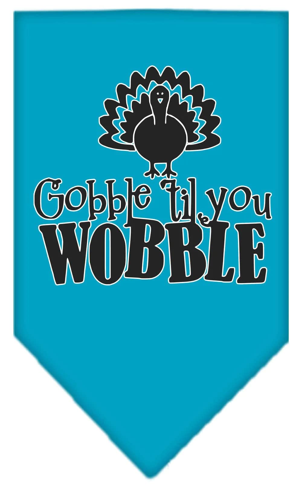 Mirage Pet Product Gobble til You Wobble Screen Print Bandana Turquoise Small