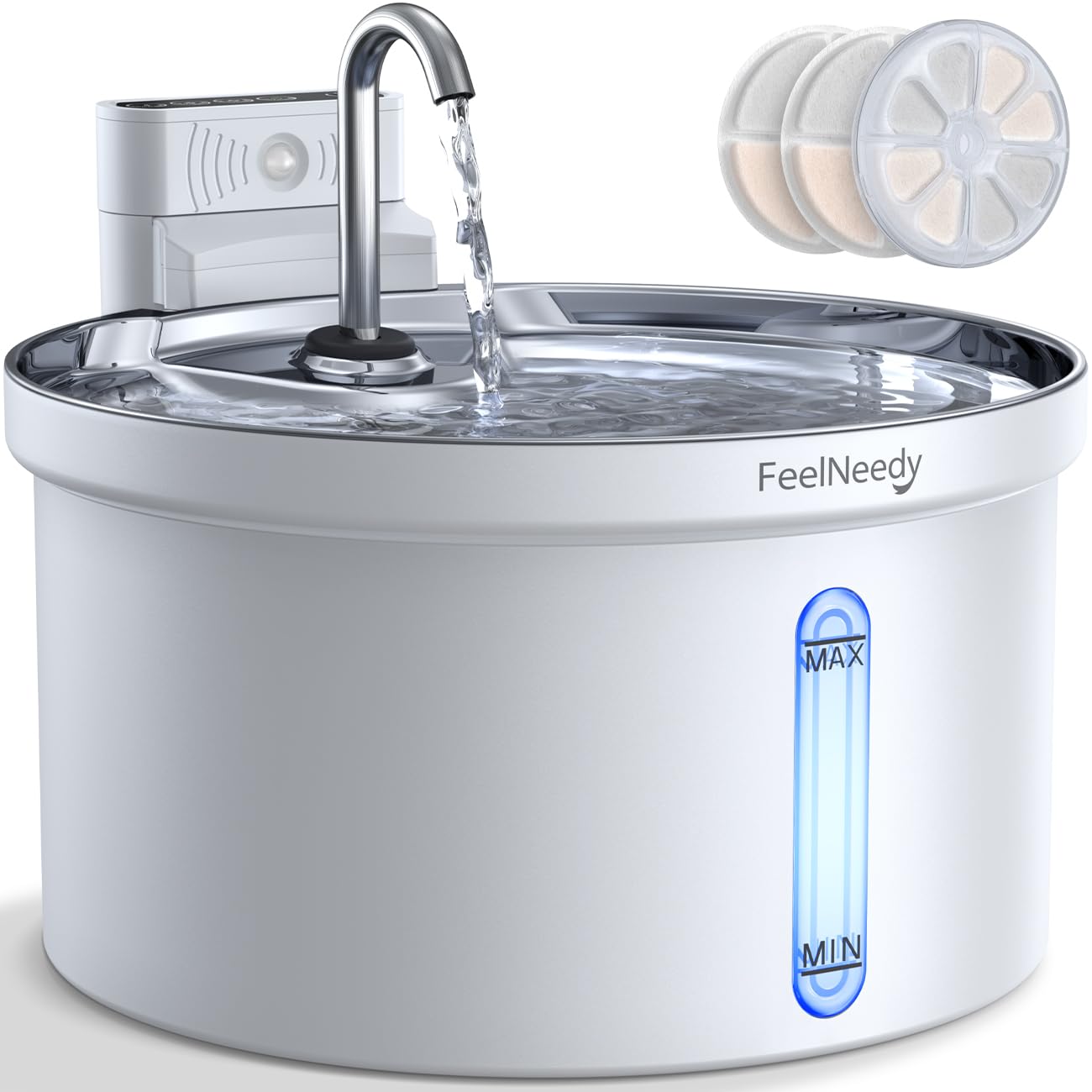 Wireless Cat Water Fountain [Water & Battery Separation] Feelneedy Automatic Pet Water Dispenser With Motion Sensor, 3.5L/118Oz 