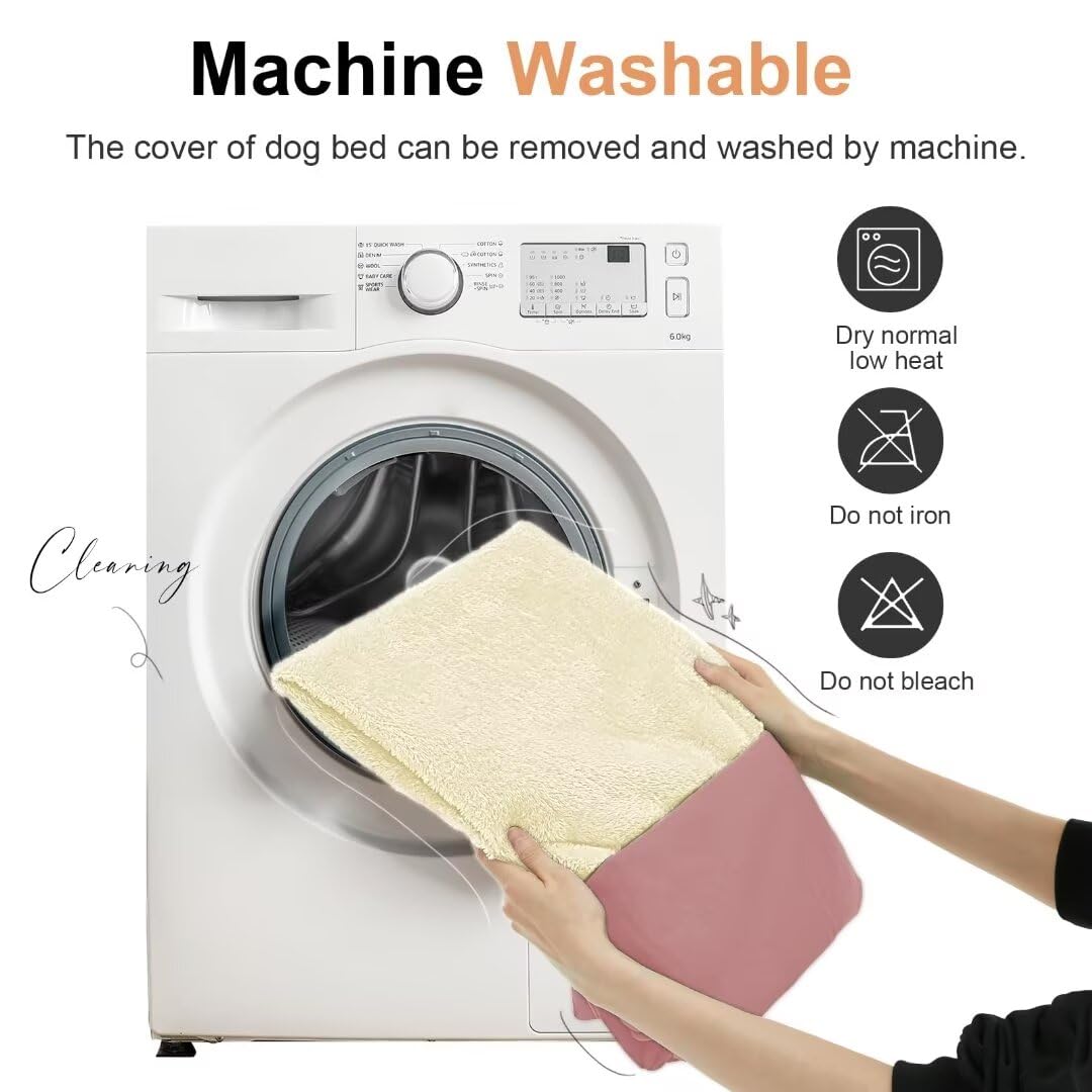 Large Dog Bed Orthopedic Washable: Beds Bolster Xl Bed Big Xlarge Dogs Memory Foam Sofa Couch Waterproof Removable Cover - Pink