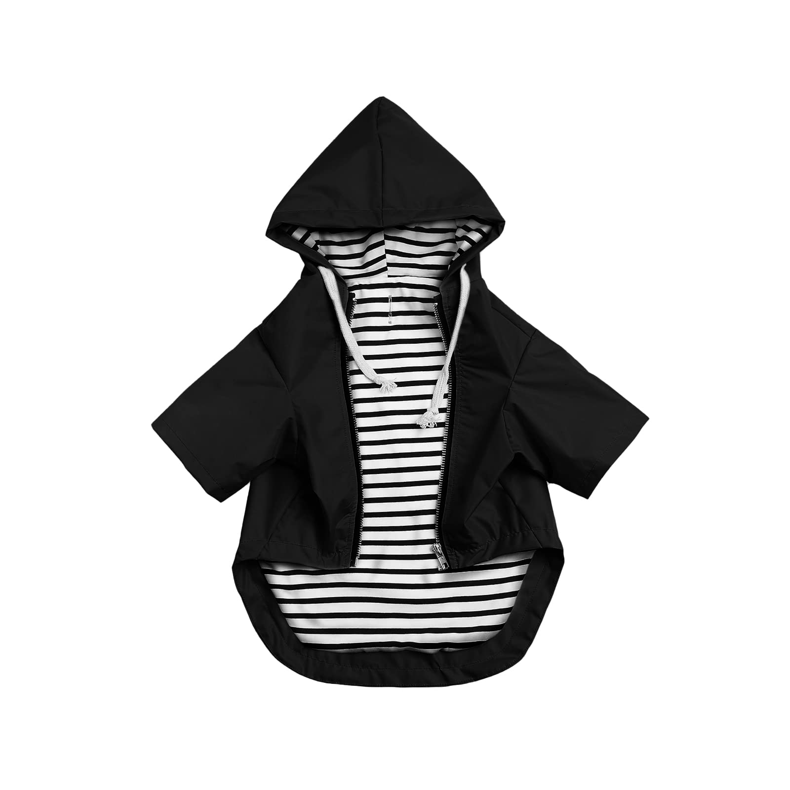 Dog Raincoat Rain Jacket Raincoat Dogs Waterproof Small Medium Breeds Zip Closure Storage Pocket Harness Hole Black Xxl