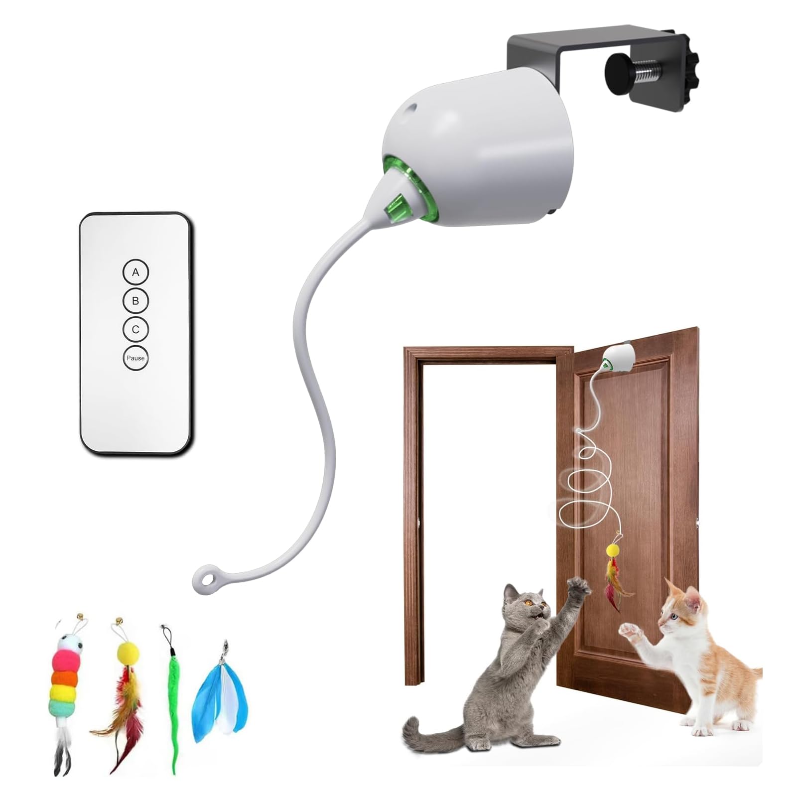 Scsuupoee Cat Toys Interactive For Indoor, Cats Toy Hanging Door Electric For Bored, Feather Toy Kitten Rechargeable Door Hangin