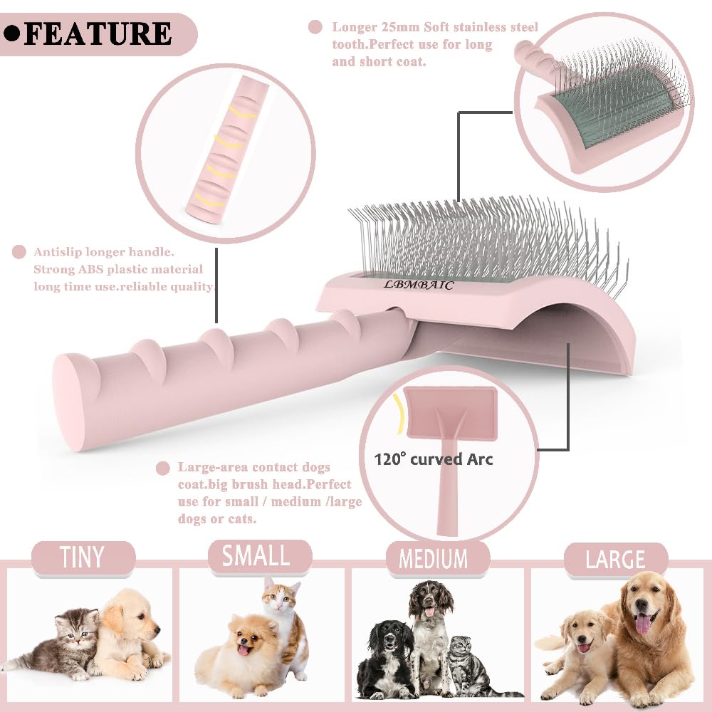 Lbmbaic Super Dense Soft Slicker Brush For Thick And Long Fur Dogs - Grooming Brush For Fluff, Shedding, Tangles On Goldendoodle