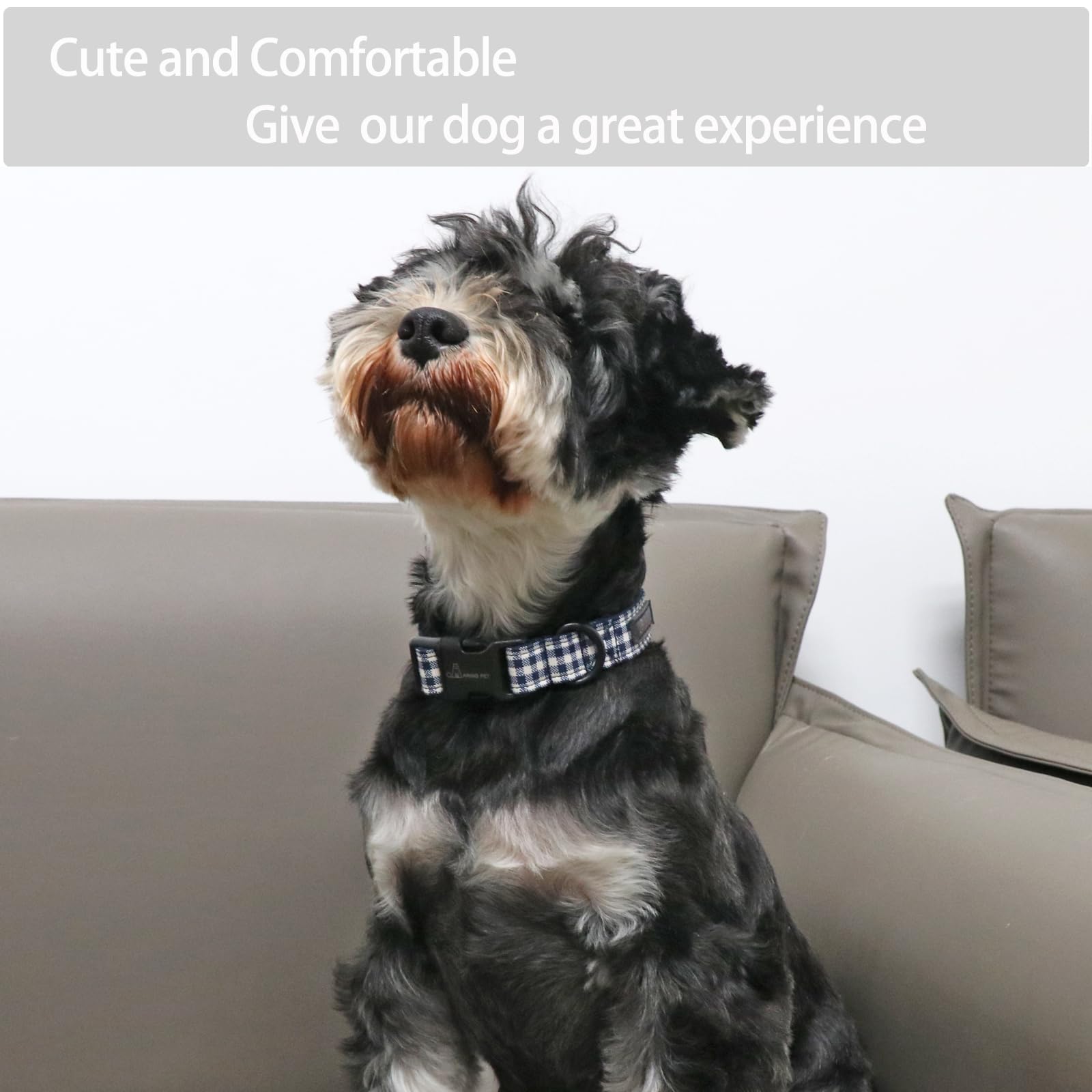 Aring Pet Dog Collar-Cute Dog Collar For Small Dogs, Adjustable Comfortable Cotton Plaid Pet Collars For Small Medium Large Male Female Dogs, X-Small