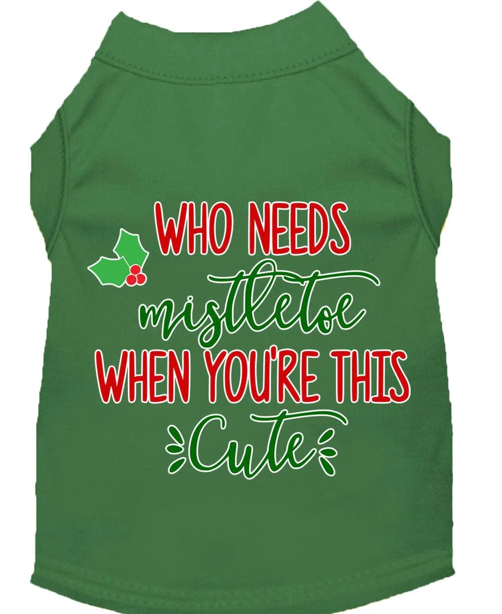 Christmas Pet Dog & Cat Shirt Screen Printed, &quot;Who Needs Mistletoe&quot; Bright Pink 2XL (20-25 lbs.)
