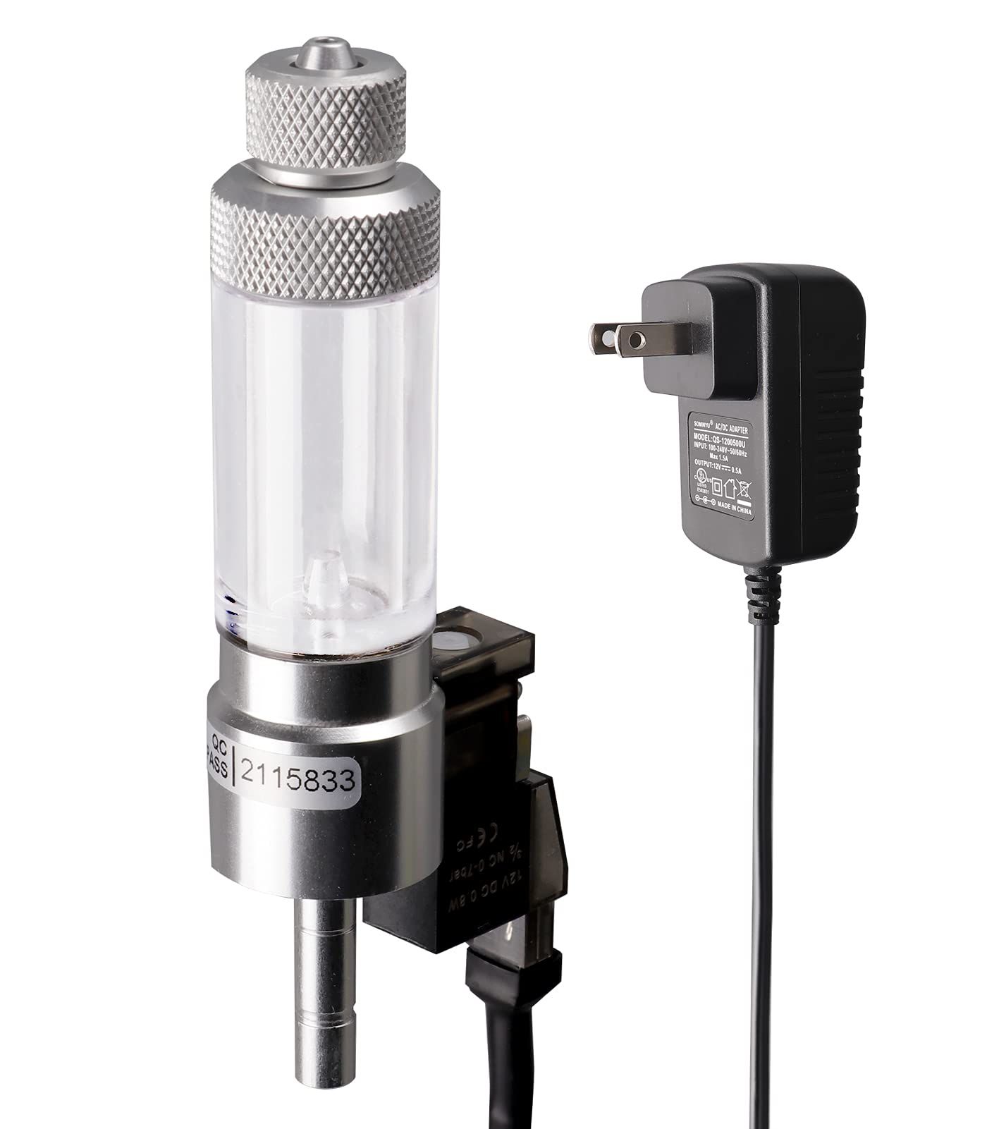 Clscea Co2 Bubble Counter With Solenoid Valve And Check Valve For Co2 Generator Regulator Planted Aquarium Quick-Plug Connection