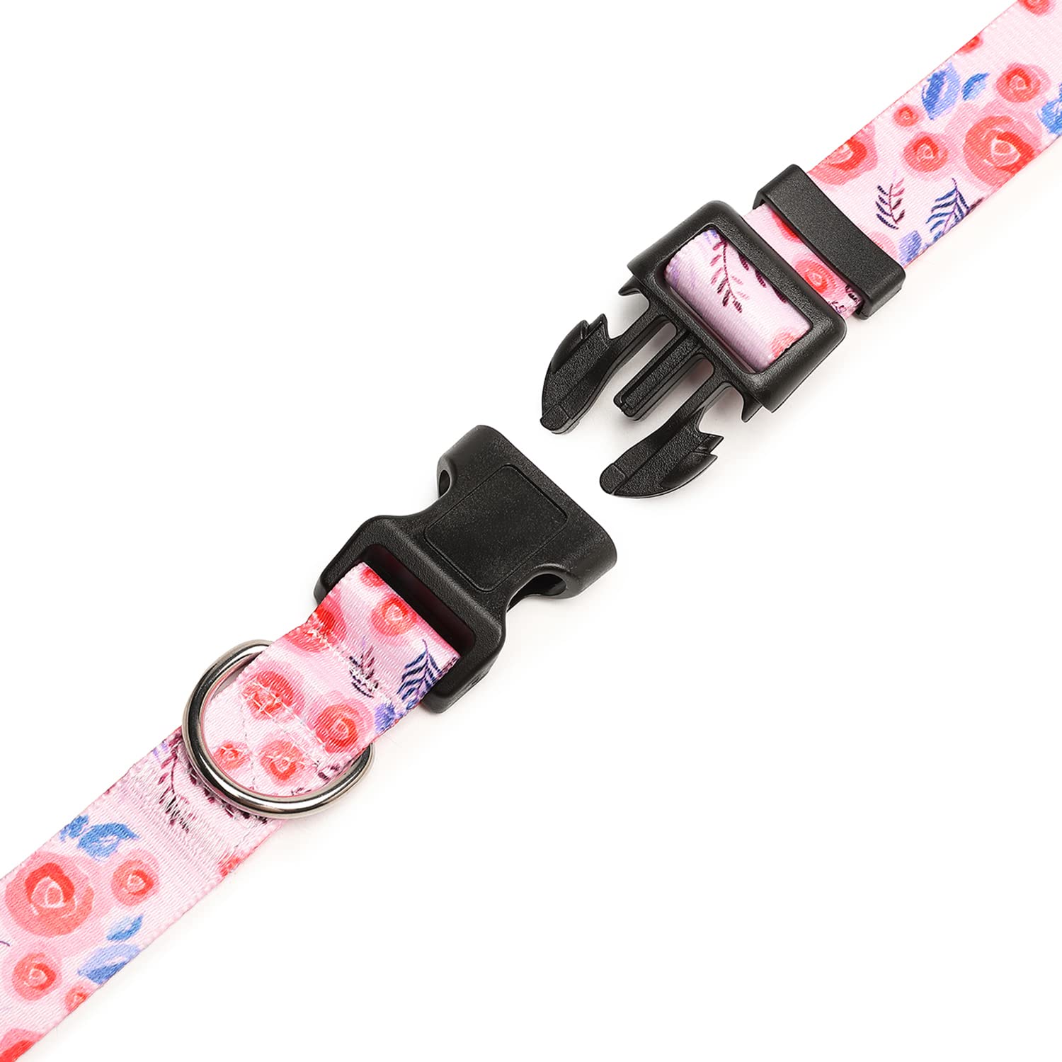 Mercano Adjustable Dog Collar - Special Design Patterns, Soft Nylon Comfortable Durable Pet Collar For Small Medium Large Dogs (L, Rose)
