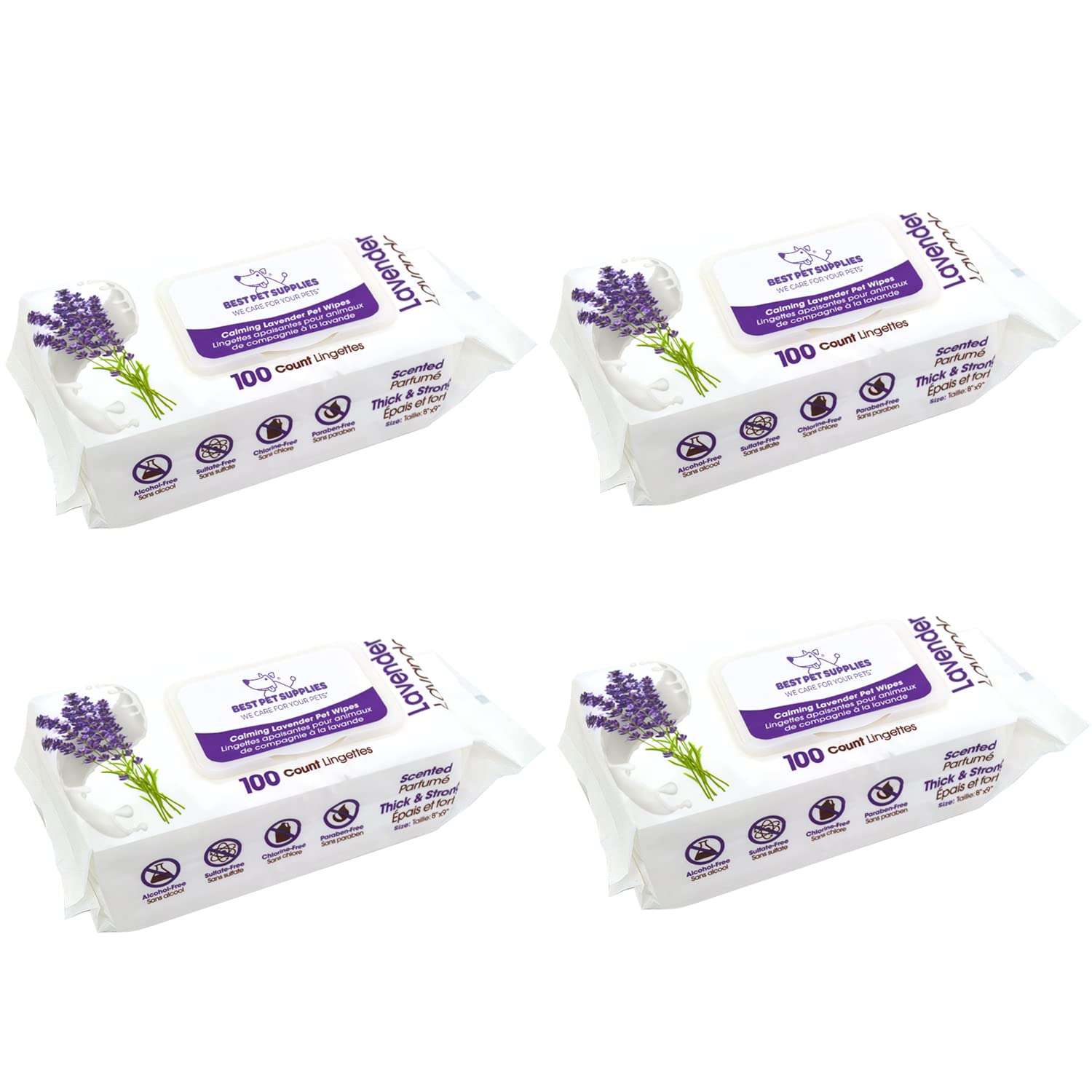 Best Pet Supplies 8'' X 9'' Pet Grooming Wipes For Dogs & Cats, 400 Pack, Plant-Based Deodorizer For Coats & Dry, Itchy, Or Sens