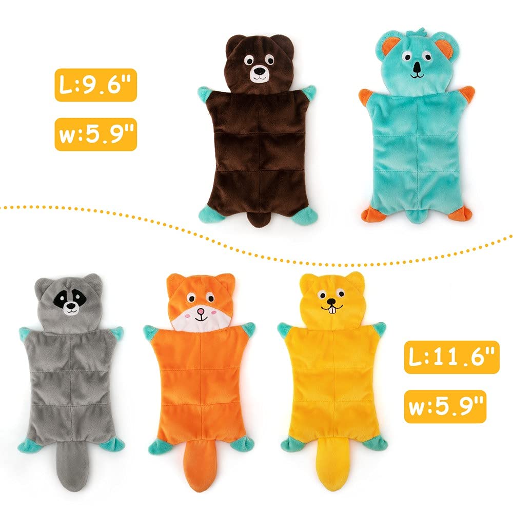 No Stuffing Dog Toys,5 Pack Dog Squeaky Toys Crinkle Plush Dog Toys Set For Puppy Teething, Durable Dog Chew Toys For Small Medium Dog,Cute Holiday Pet Toys For Playing Training Reducing Boredom