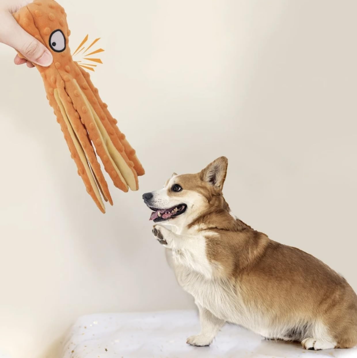 Wishstore Squeaky Octopus Dog Toys - No Stuffing Crinkle Plush Dog Toy - Pack Of 2 (Orange And Blue)