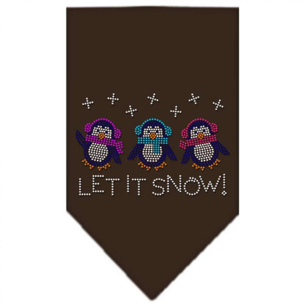 Christmas Pet and Dog Bandana Rhinestone, &quot;Let It Snow Penguins&quot; Cocoa Small