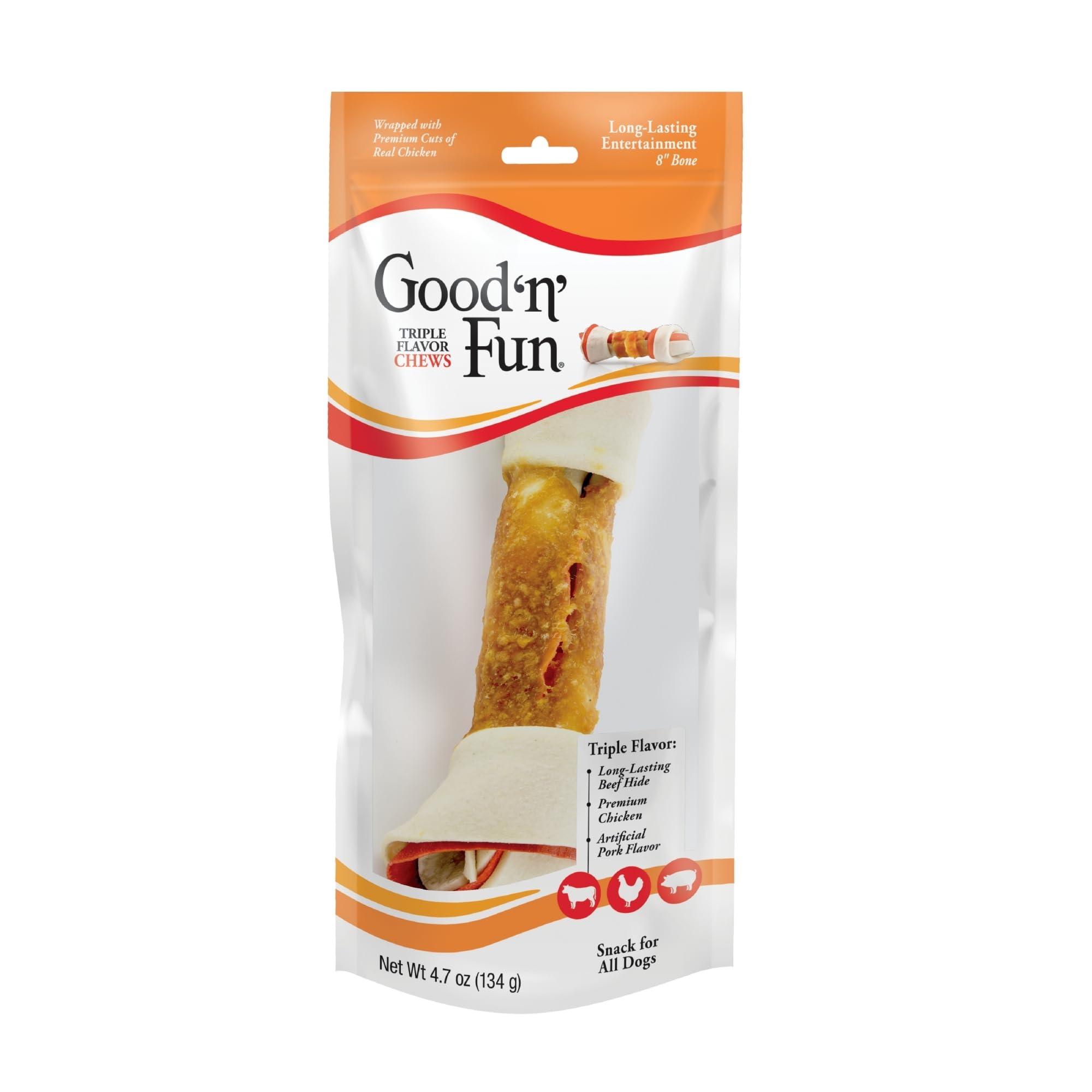 Healthy Hide Goodn Fun Triple-Flavor Chews Large Beef, Pork and Chicken