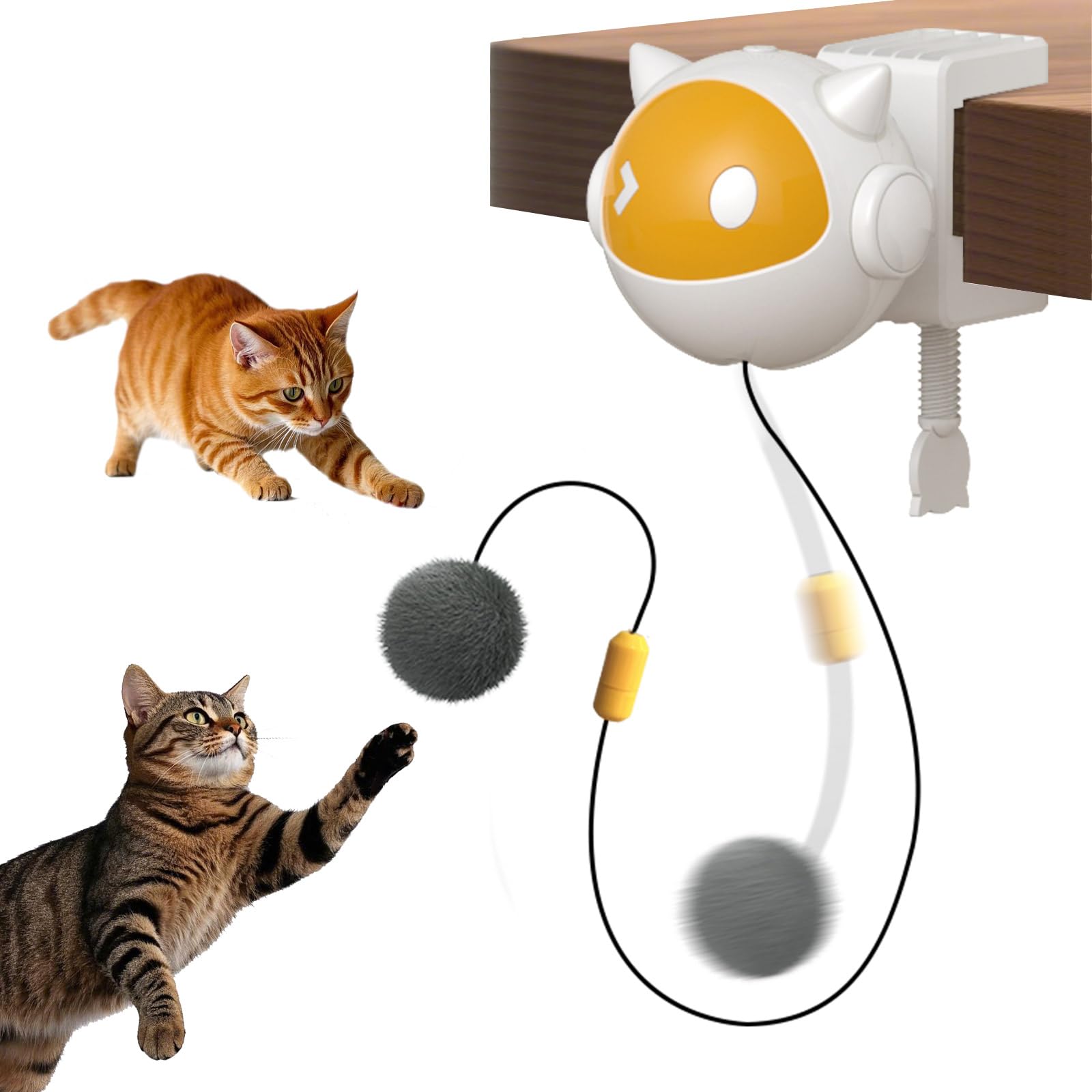 Goocare Automatic Interactive Cat Toy With Random Rising & Falling Mode, Best Fluffy Ball Toy For Bored Indoor Adult Cats, Alone