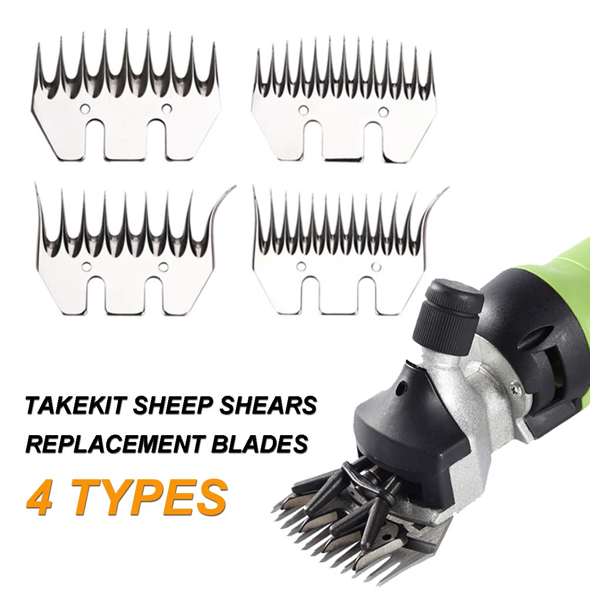 Takekit Sheep Shears Wool Clippers Universal Replacement Blades, Shearing Comb And Cutter Blade Set, Stainless Steel Straight 13-Teeth