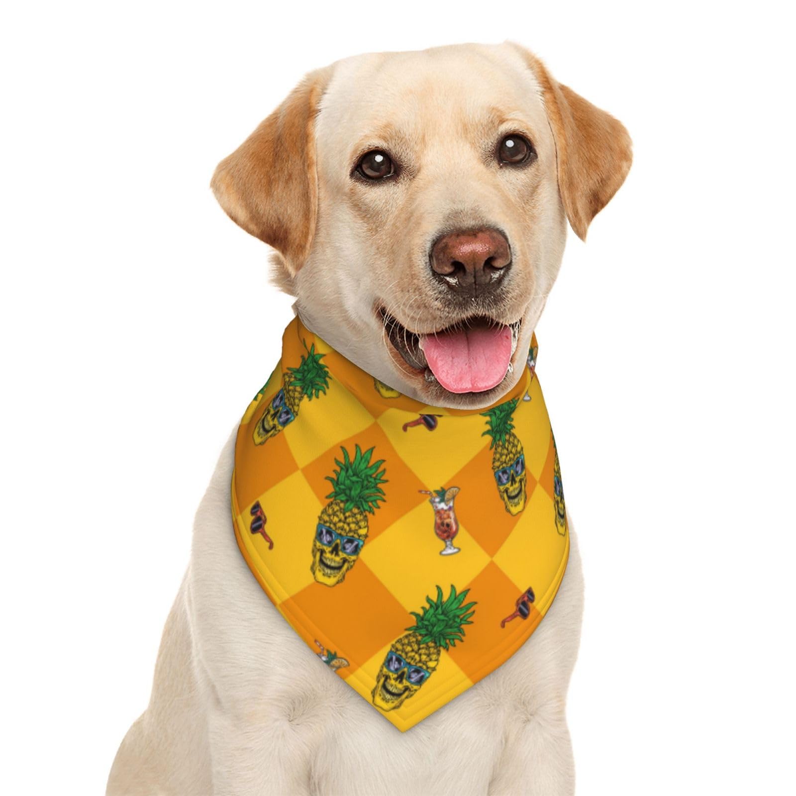 Pineapple Skull Eyes Cool Summer Dog Bandana Scarf Triangle Bibs Pet Accessories Cat Kerchief