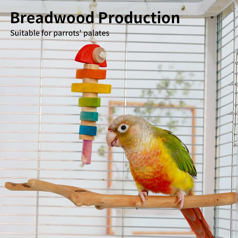 Yooso Wing Bird Toys & Bird Perch, Bird Wooden Block Chewing Toy Parrot Foraging & Puzzle Toys Bird Cage Accessories For Conures