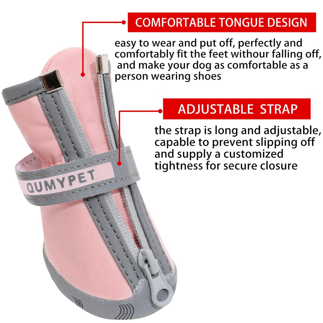Qumy Dog Shoes For Small Dogs, Puppy Dog Boots & Paw Protectors For Winter Snowy Day, Summer Hot Pavement, Waterproof In Rainy W