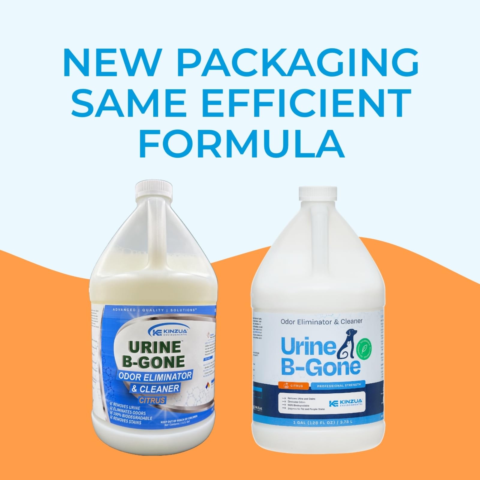KINZUA ENVIRONMENTAL Urine B-Gone Enzyme Odor Eliminator, 1 Gallon, Citrus Scent, Effective for Pets & Laundry