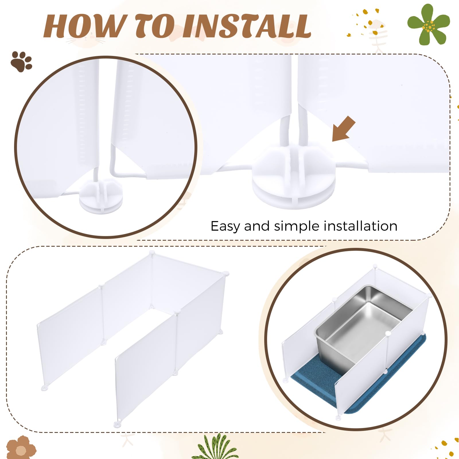 Tioncy 3 Sets Extra Large Stainless Steel Cat Litter Box 23.6 x 15.7 x 8 Inch Include Metal Trash Pan Mats Splash Guard High Sid