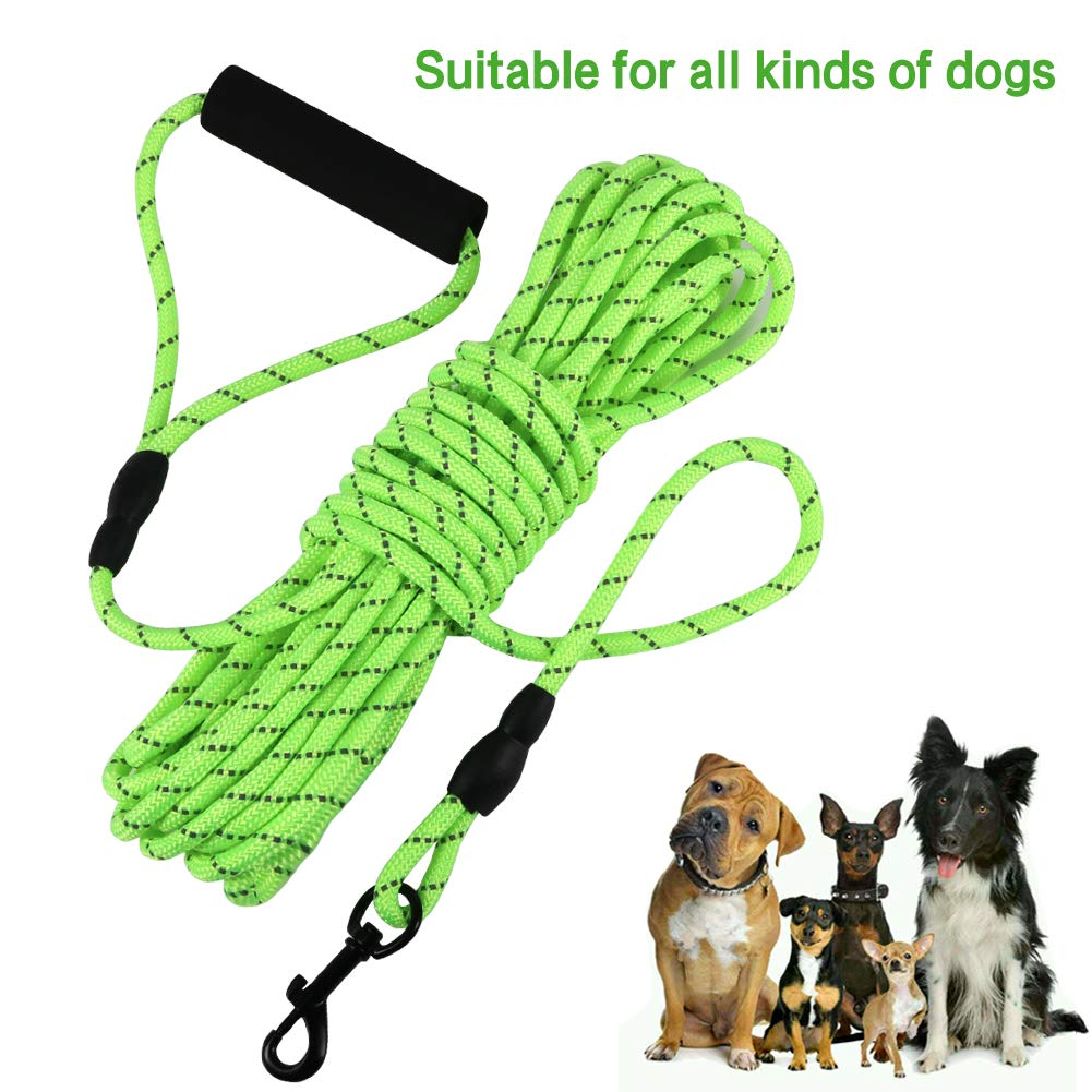 Vivifying Floating Long Dog Leash, 32Ft Dog Training Leash For Swimming And Lake, Reflective Long Rope Lead With Soft Handle For Outside, Yard, Camping, Hiking And Beach (Green)