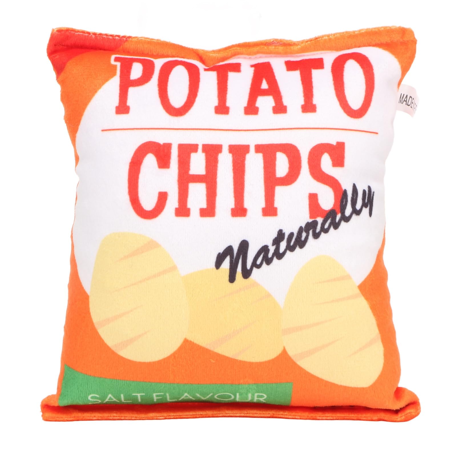 Potato Chips Plush Dog Toy, Interactive Dog Puzzle Toys Bite Resistant Built in Rattling Paper Plush Squeaky Dog Toy, Potato Chi